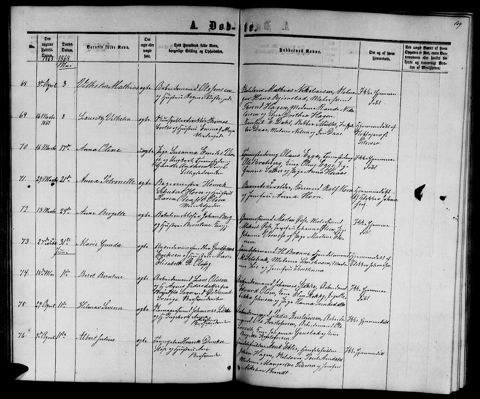 Ministerialprotokoller, klokkerbøker og fødselsregistre - Sør-Trøndelag, AV/SAT-A-1456/601/L0087: Klokkerbok nr. 601C05, 1864-1881, s. 109