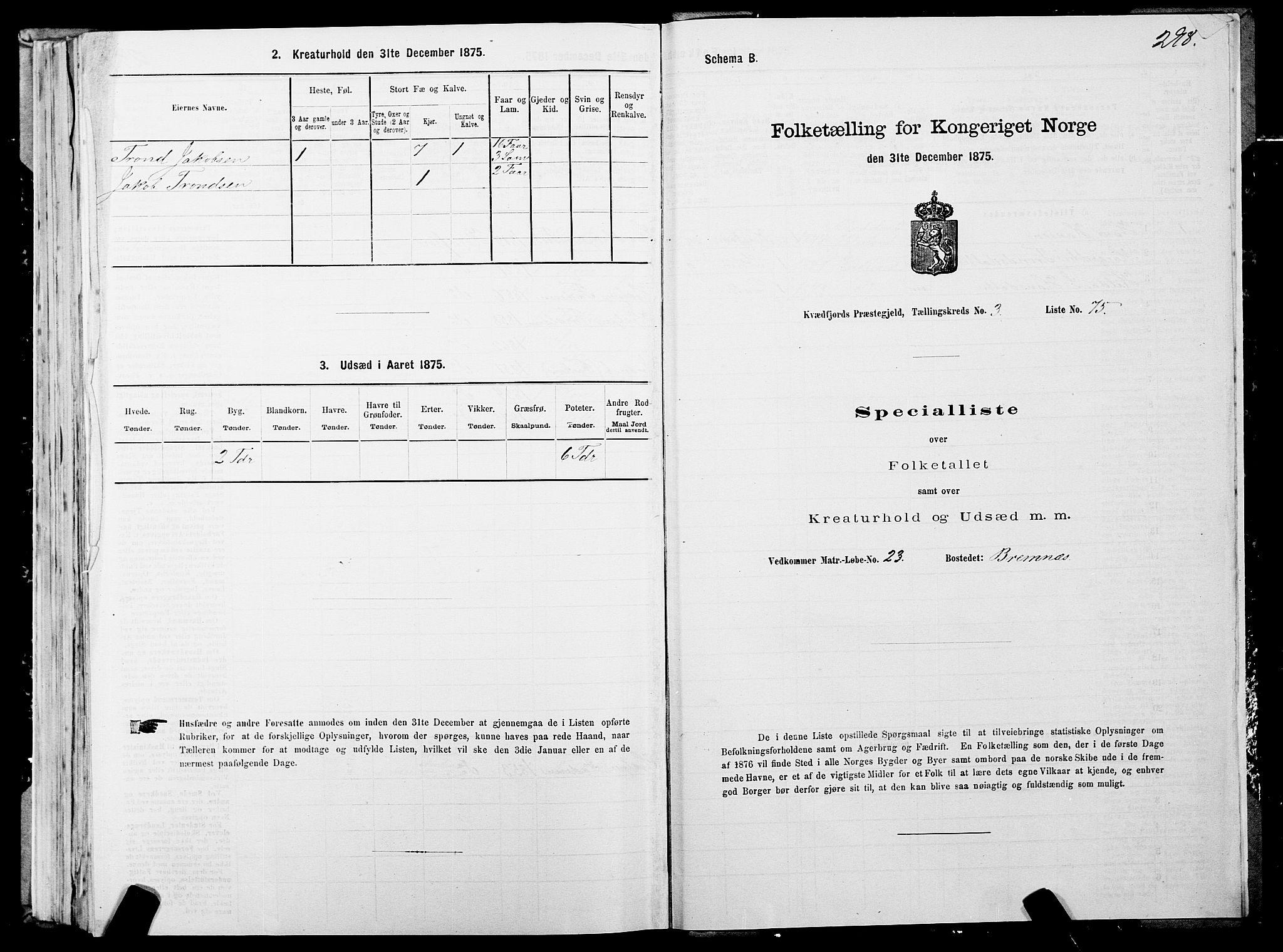 SATØ, Folketelling 1875 for 1911P Kvæfjord prestegjeld, 1875, s. 2298