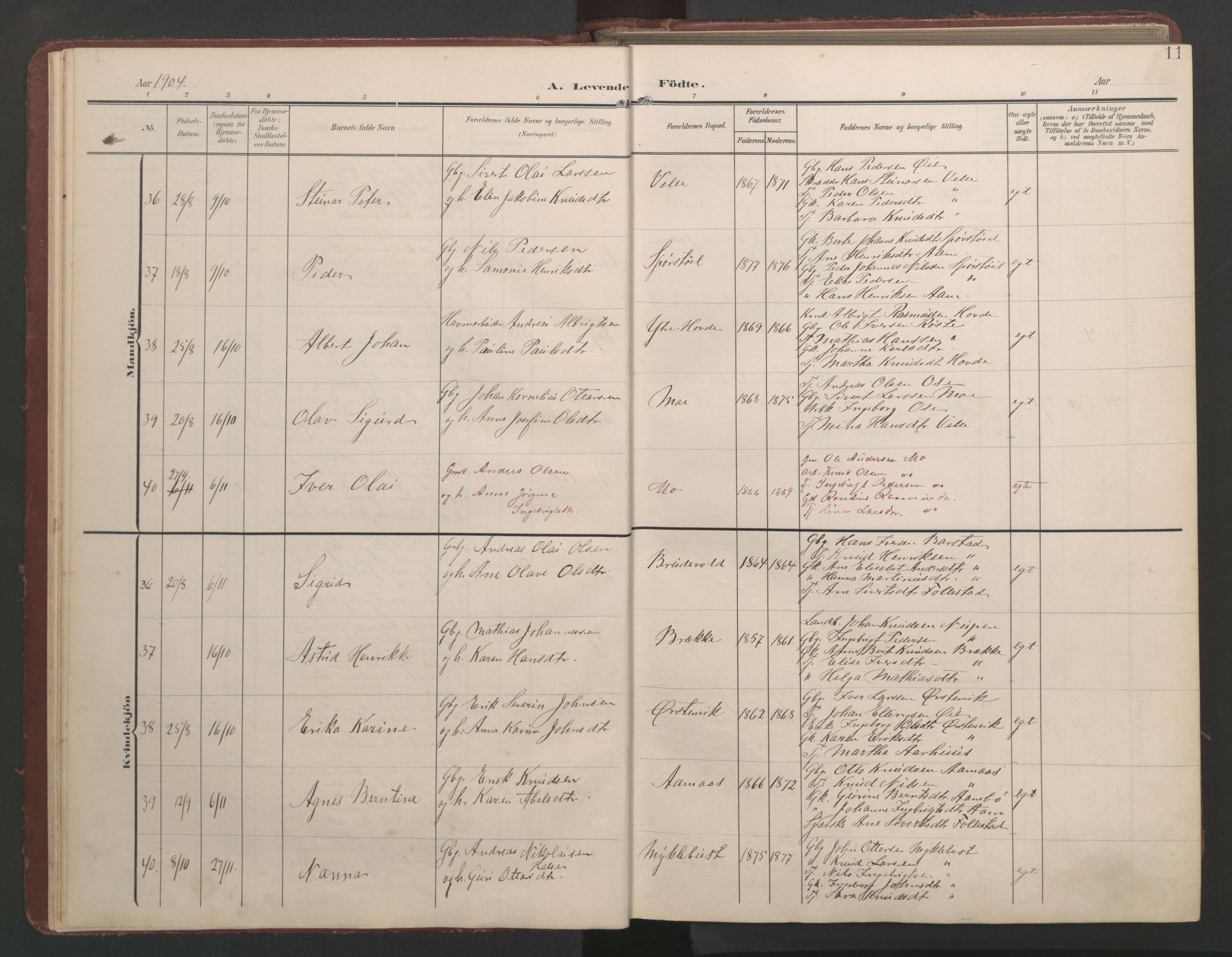 Ministerialprotokoller, klokkerbøker og fødselsregistre - Møre og Romsdal, AV/SAT-A-1454/513/L0190: Klokkerbok nr. 513C04, 1904-1926, s. 11