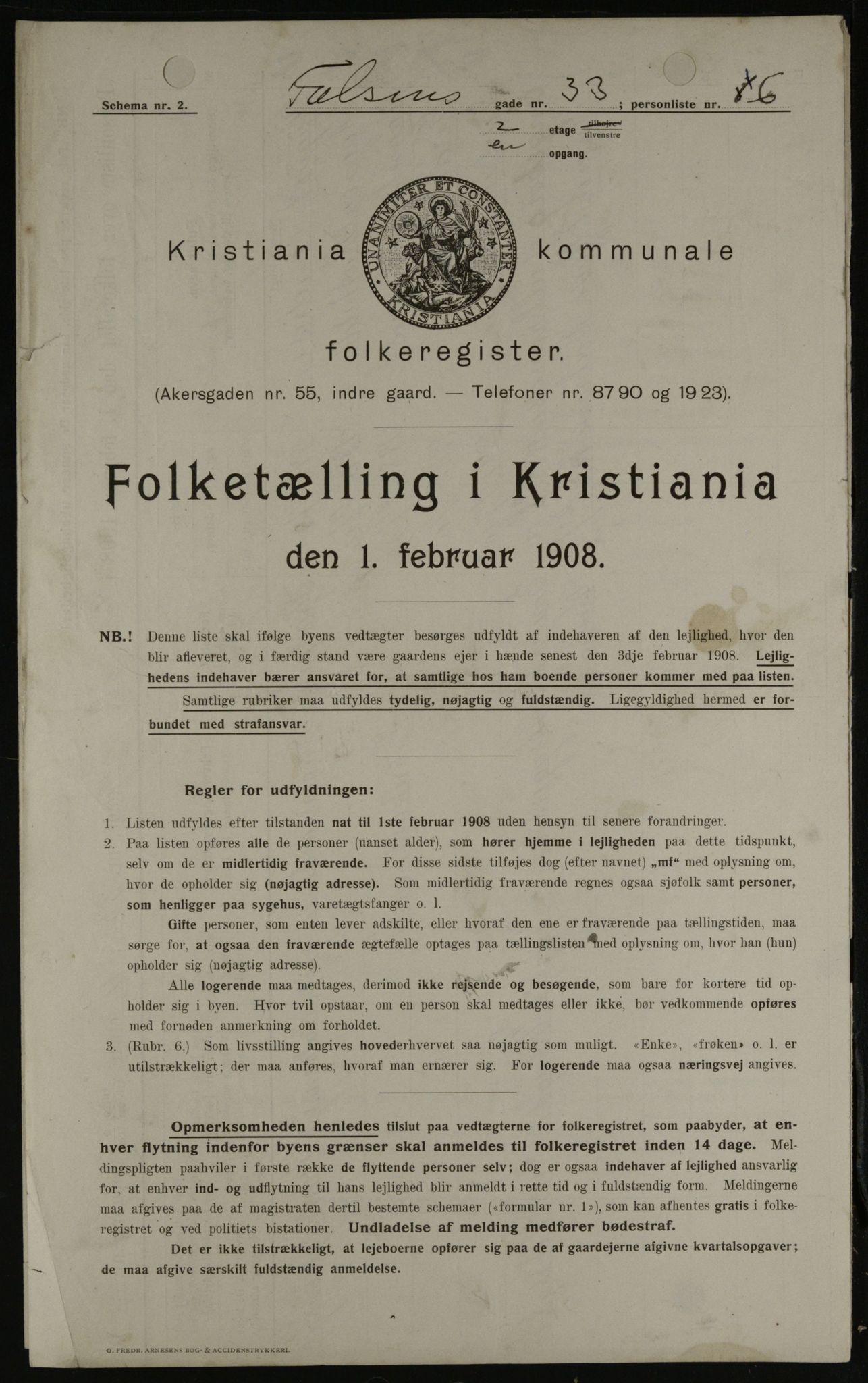 OBA, Kommunal folketelling 1.2.1908 for Kristiania kjøpstad, 1908, s. 21449