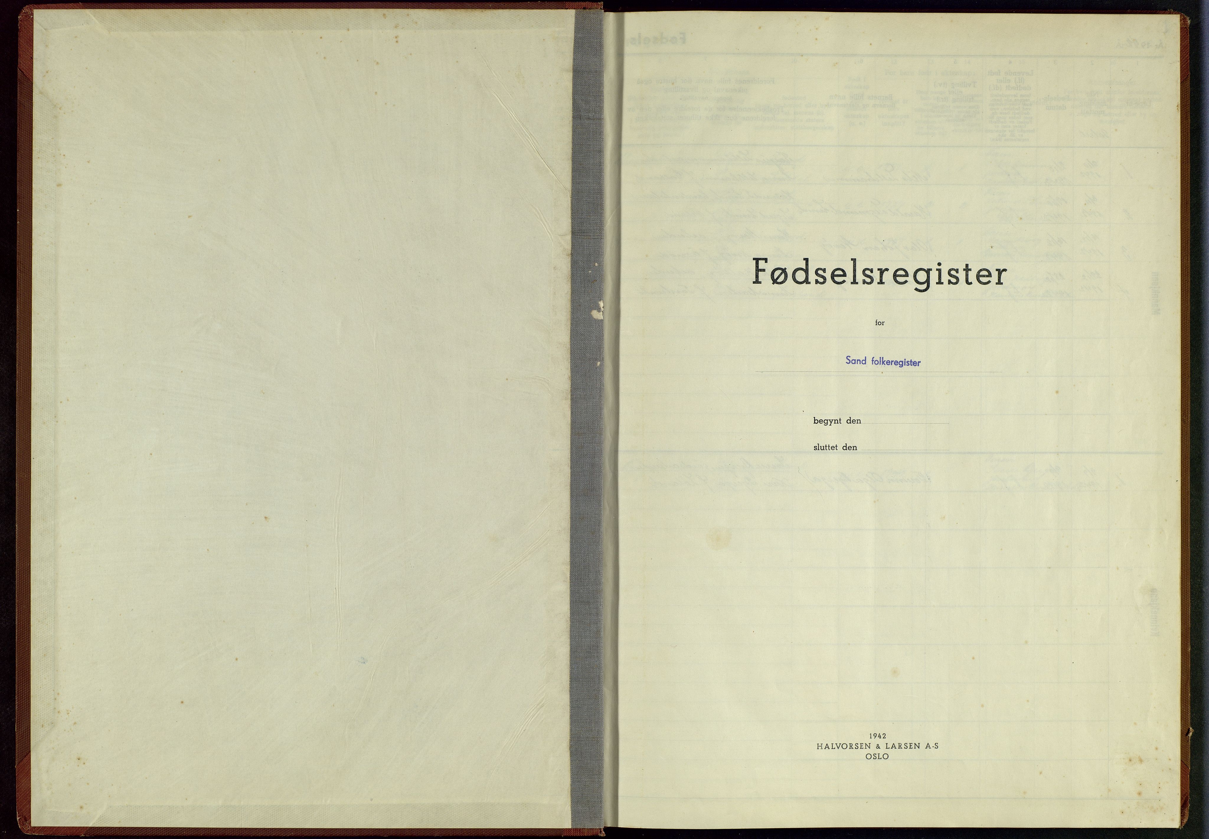 Sand sokneprestkontor, SAST/A-101848/01/V/L0001: Fødselsregister nr. 1, 1942-1945