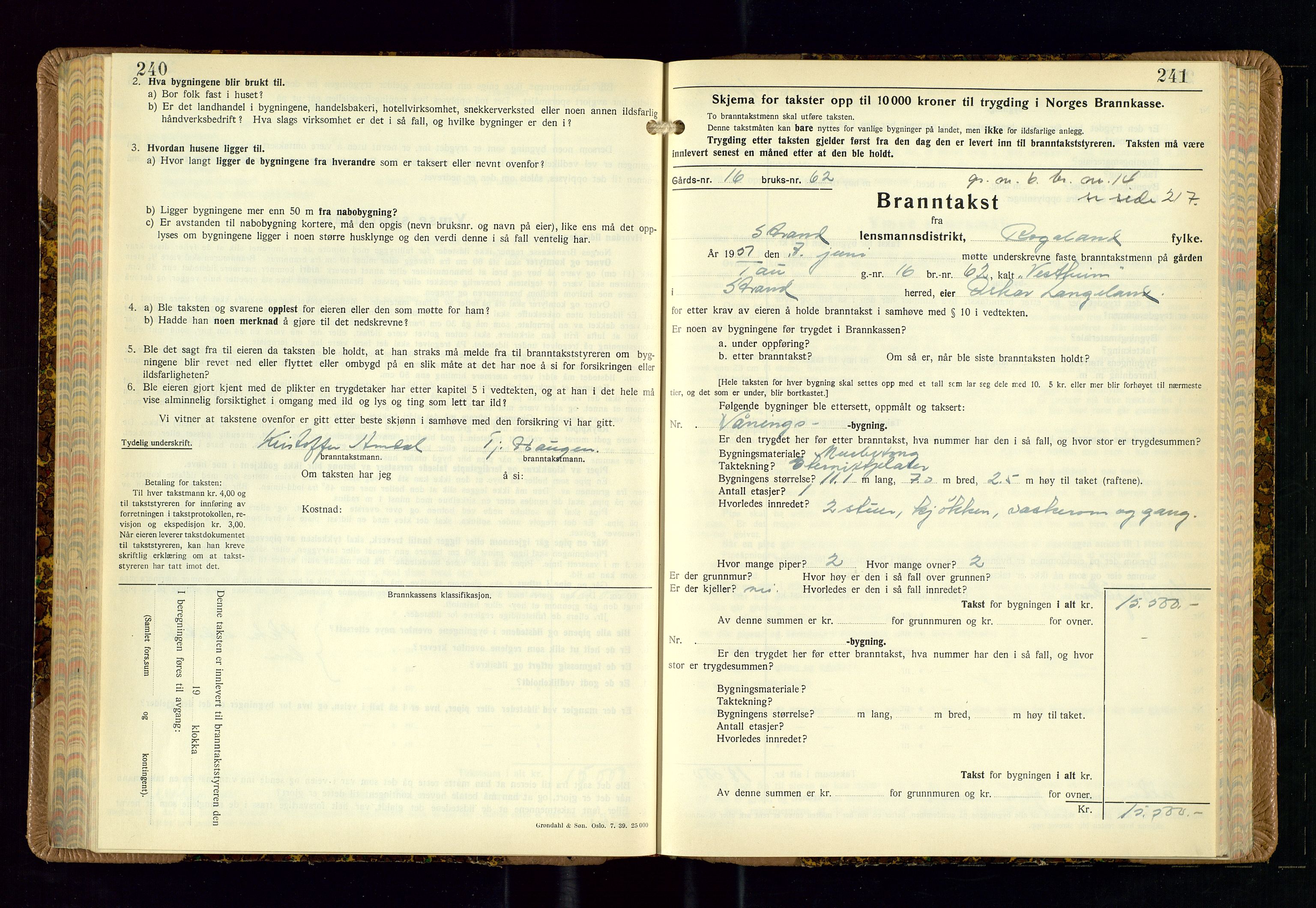 Strand og Forsand lensmannskontor, AV/SAST-A-100451/Gob/L0002: Branntakstprotokoll, 1942-1953, s. 240-241