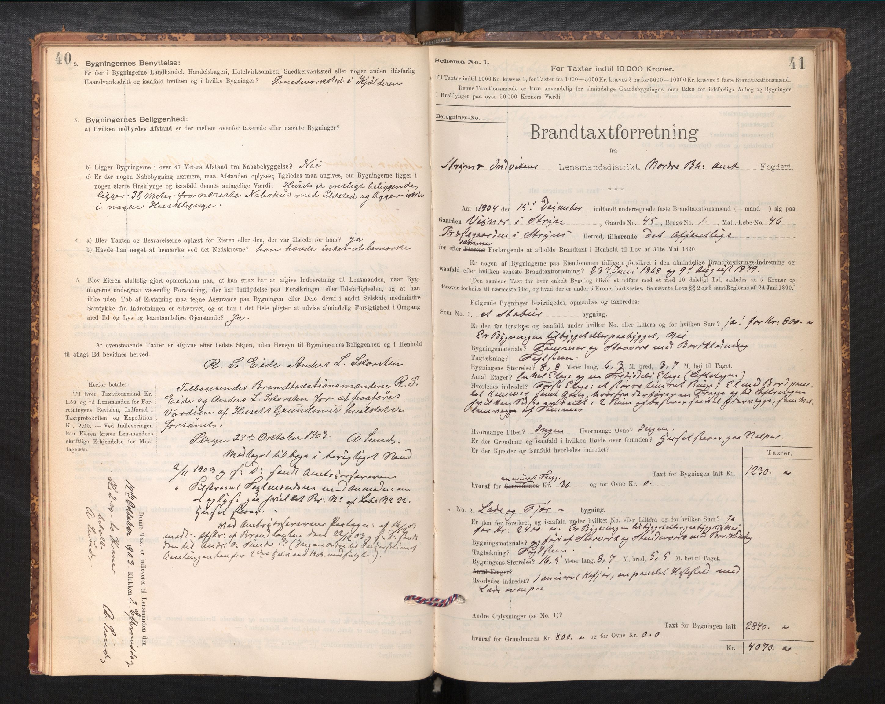 Lensmannen i Stryn og Innvik, SAB/A-30201/0012/L0002: Branntakstprotokoll, skjematakst, 1894-1942, s. 40-41