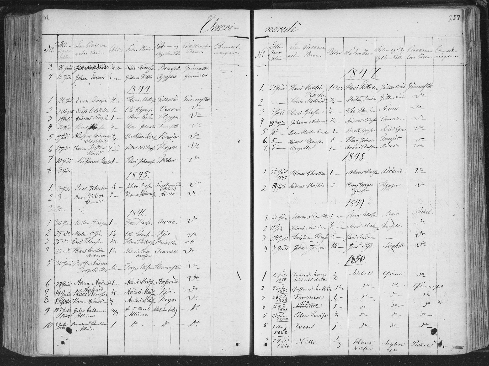 Røyken kirkebøker, AV/SAKO-A-241/F/Fa/L0005: Ministerialbok nr. 5, 1833-1856, s. 257