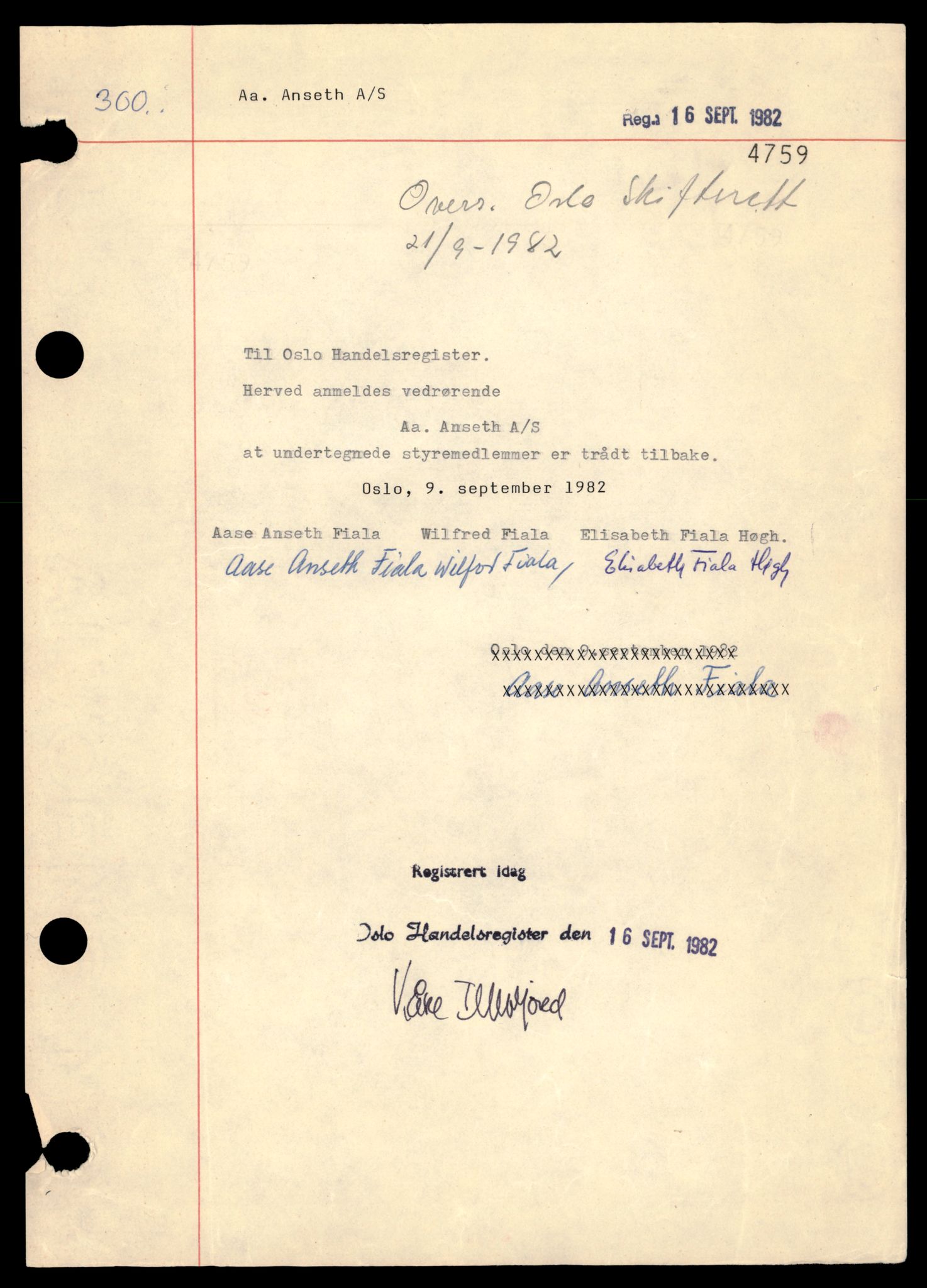 Oslo byfogd, Handelsregisteret, SAT/A-10867/G/Gb/Gba/L0043: Aksjeselskap, Aa-Ac, 1944-1990