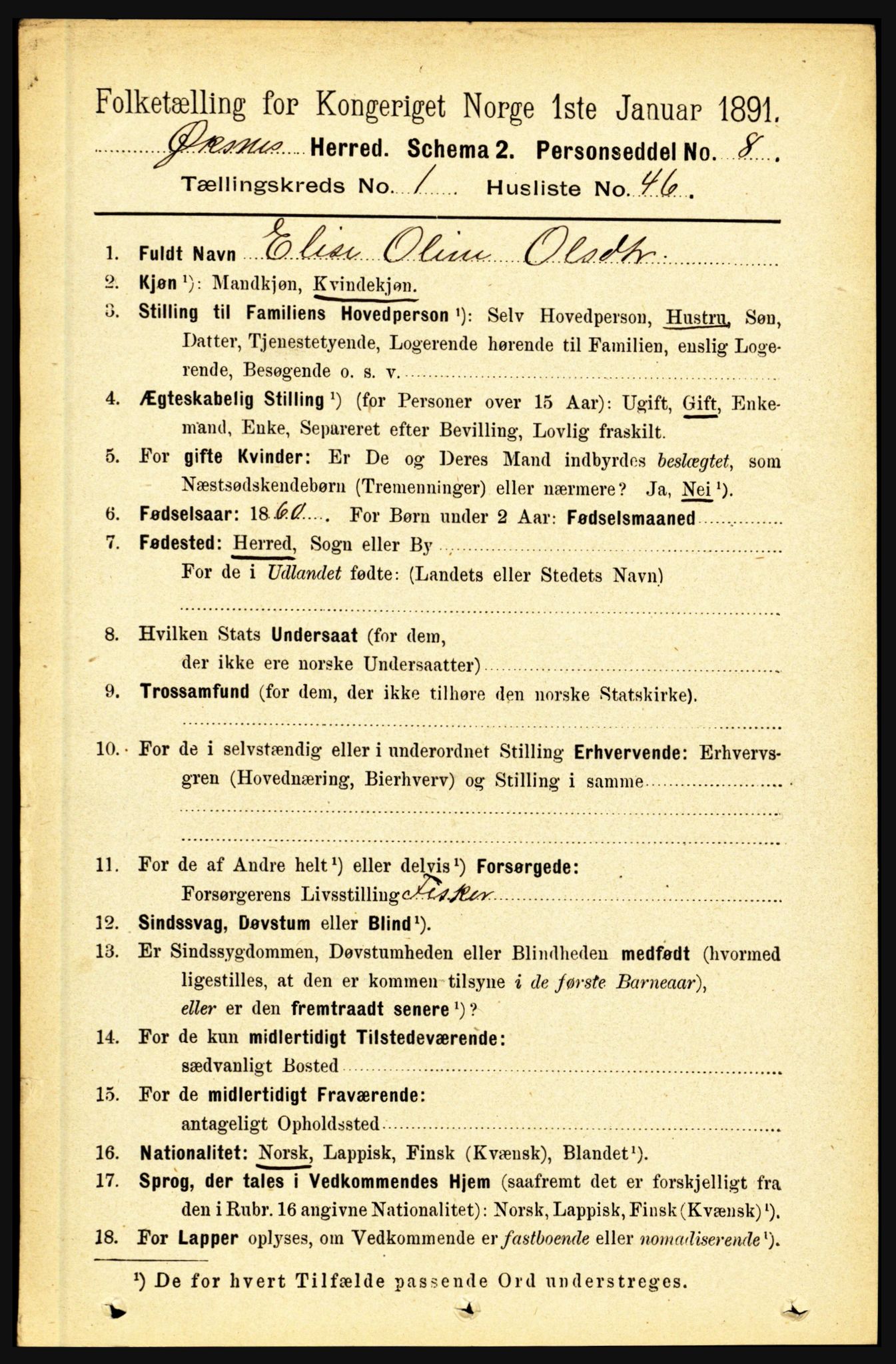 RA, Folketelling 1891 for 1868 Øksnes herred, 1891, s. 466