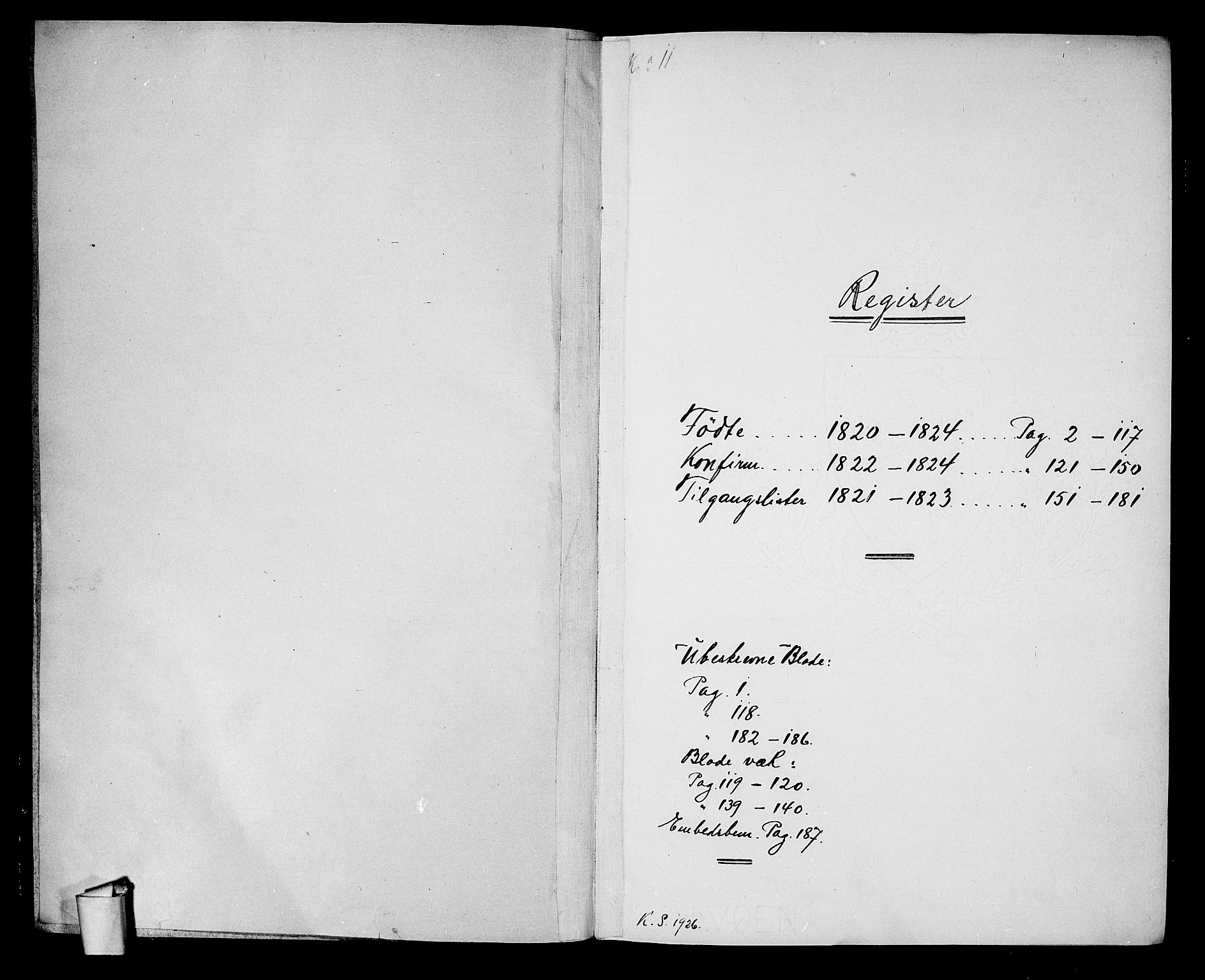 Oslo domkirke Kirkebøker, AV/SAO-A-10752/G/Ga/L0002: Klokkerbok nr. 2, 1820-1824