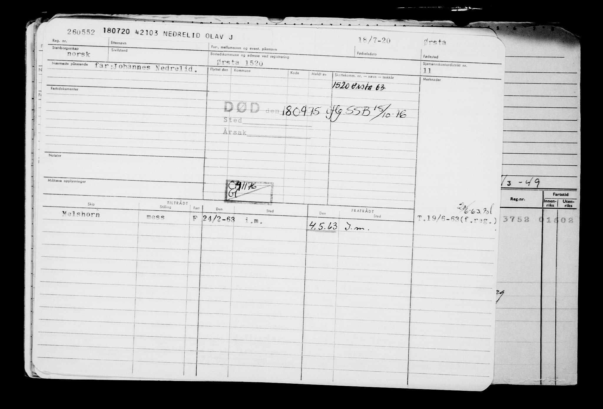 Direktoratet for sjømenn, AV/RA-S-3545/G/Gb/L0183: Hovedkort, 1920, s. 448