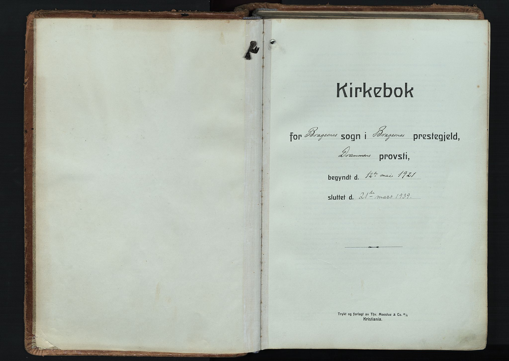 Bragernes kirkebøker, AV/SAKO-A-6/F/Fc/L0009: Ministerialbok nr. III 9, 1921-1939