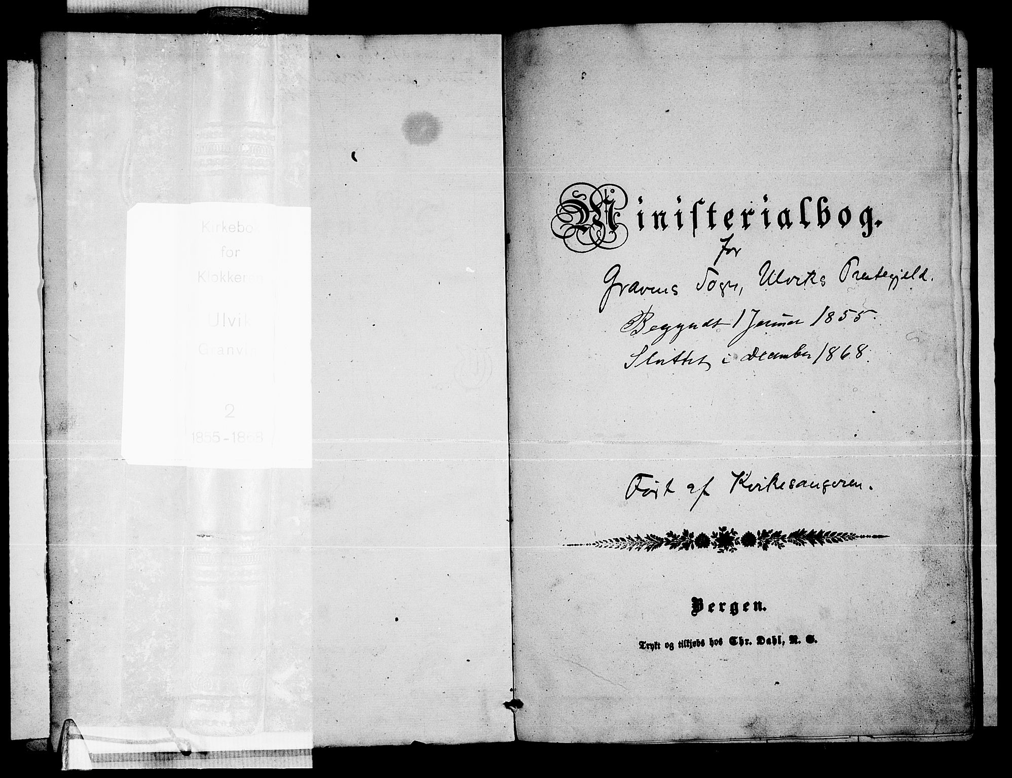 Ulvik sokneprestembete, SAB/A-78801/H/Hab: Klokkerbok nr. B 1, 1855-1868