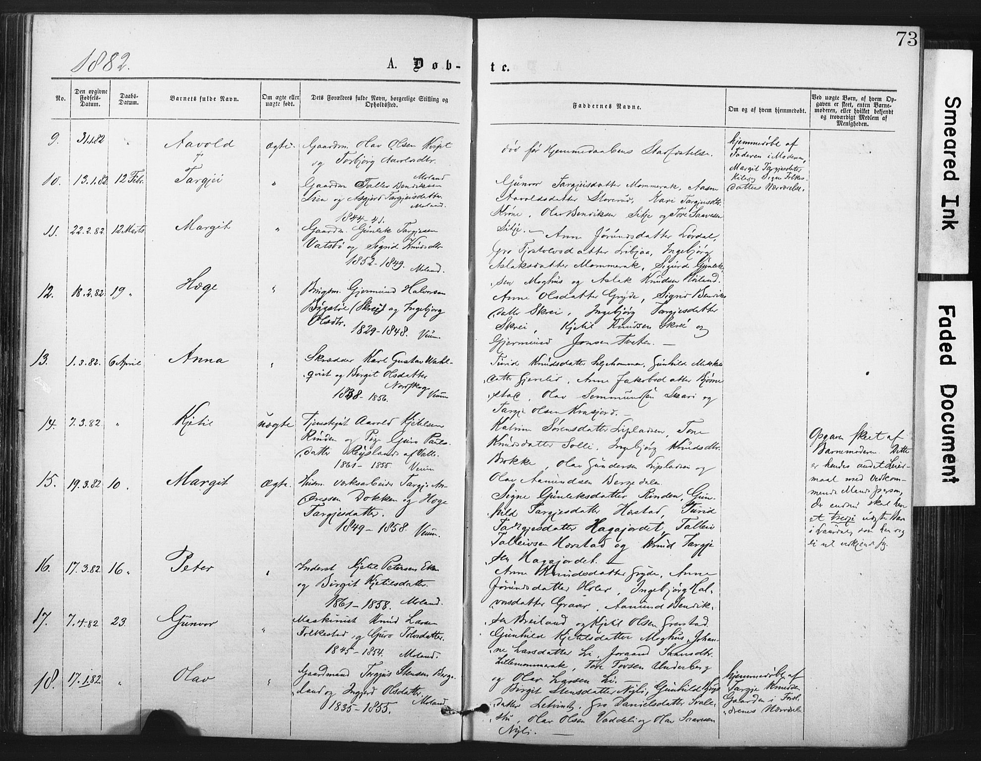 Fyresdal kirkebøker, AV/SAKO-A-263/F/Fa/L0006: Ministerialbok nr. I 6, 1872-1886, s. 73