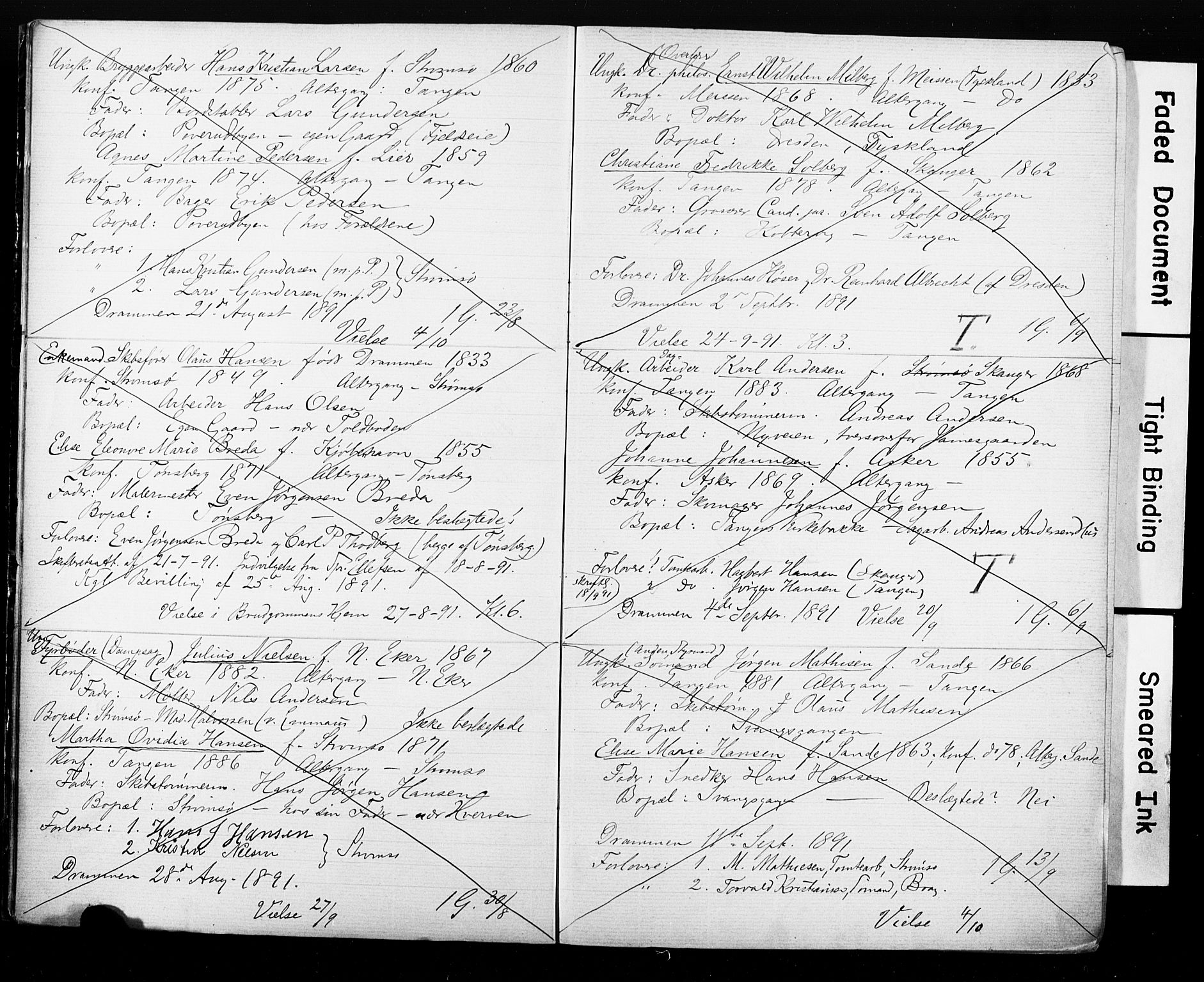 Strømsø kirkebøker, AV/SAKO-A-246/H/Ha/L0008: Lysningsprotokoll nr. 8, 1891-1902