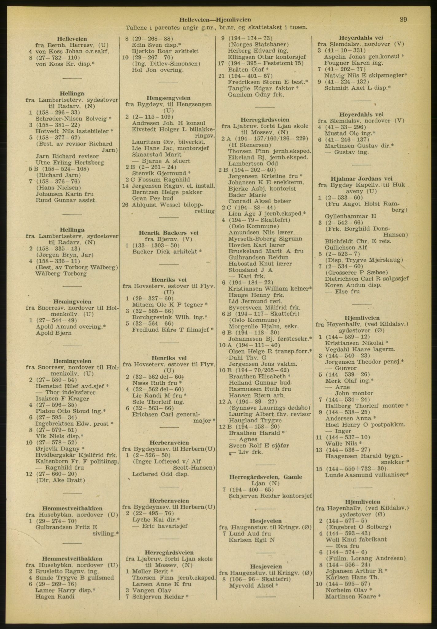 Kristiania/Oslo adressebok, PUBL/-, 1953, s. 89