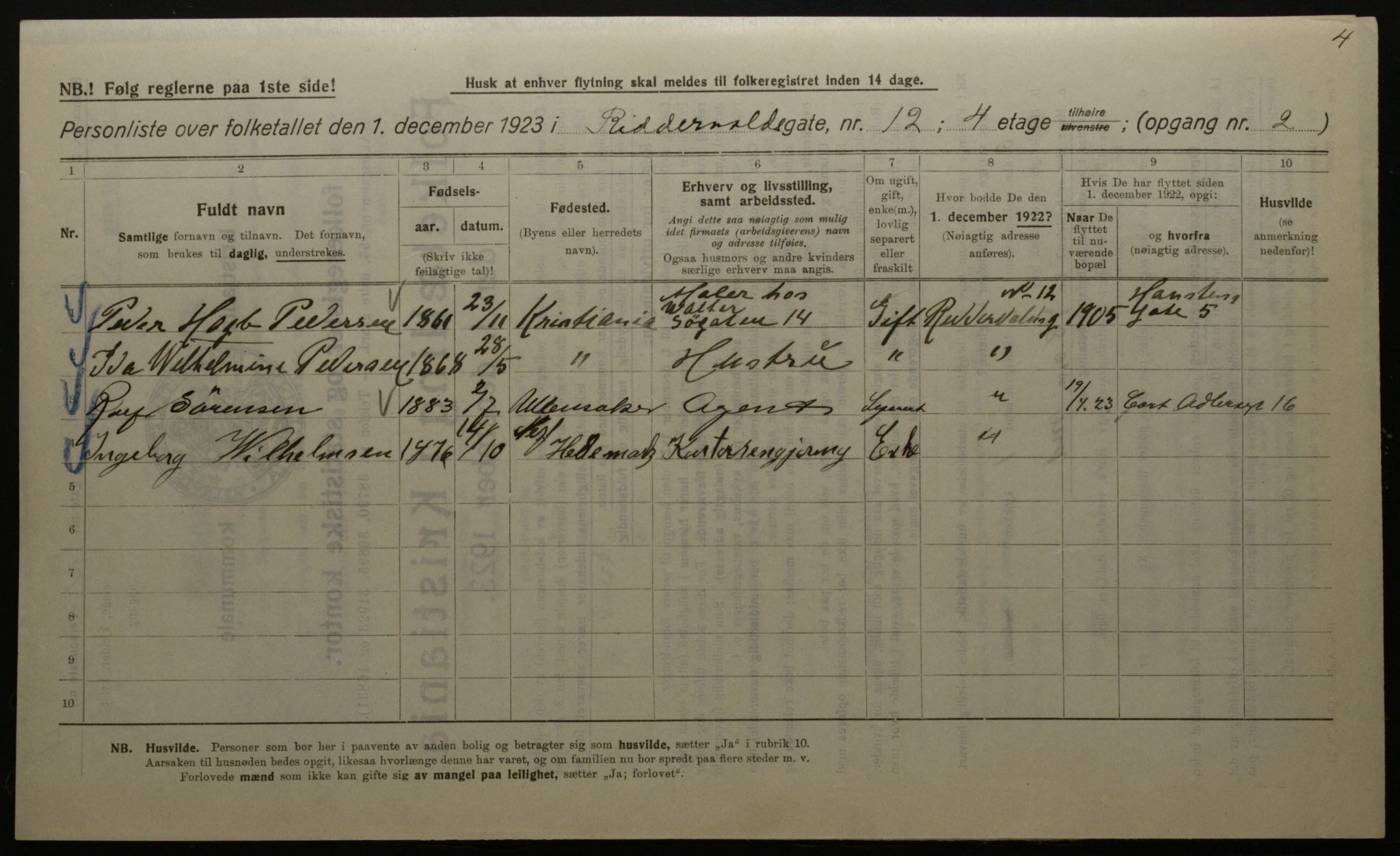 OBA, Kommunal folketelling 1.12.1923 for Kristiania, 1923, s. 91862