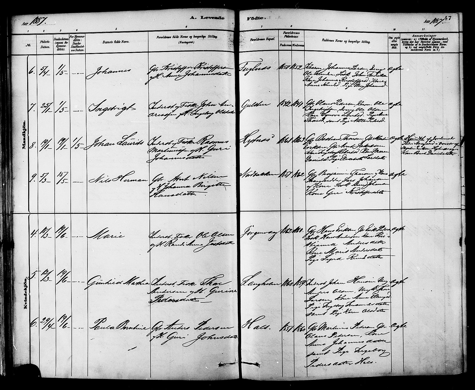 Ministerialprotokoller, klokkerbøker og fødselsregistre - Møre og Romsdal, AV/SAT-A-1454/577/L0896: Ministerialbok nr. 577A03, 1880-1898, s. 47