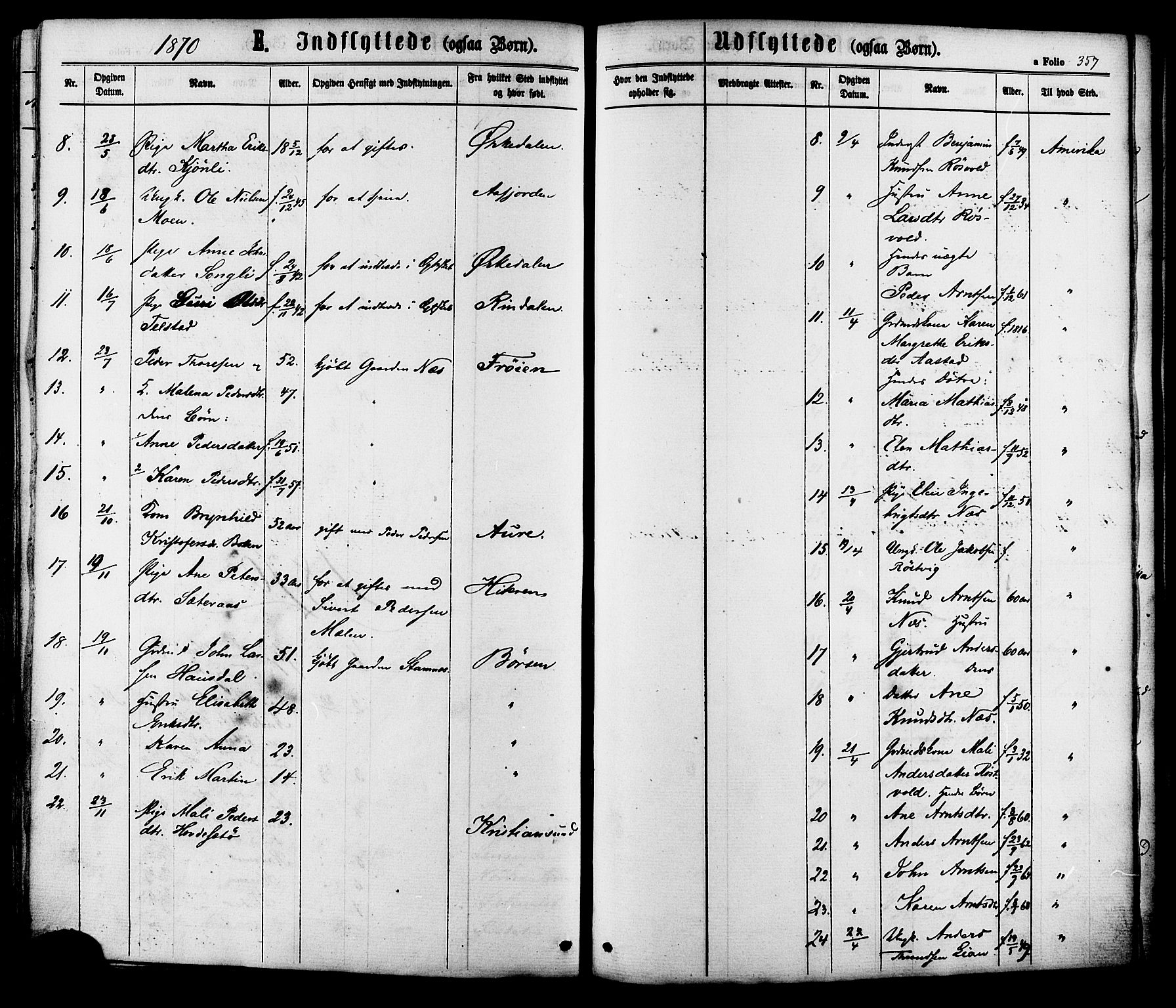 Ministerialprotokoller, klokkerbøker og fødselsregistre - Sør-Trøndelag, SAT/A-1456/630/L0495: Ministerialbok nr. 630A08, 1868-1878, s. 357