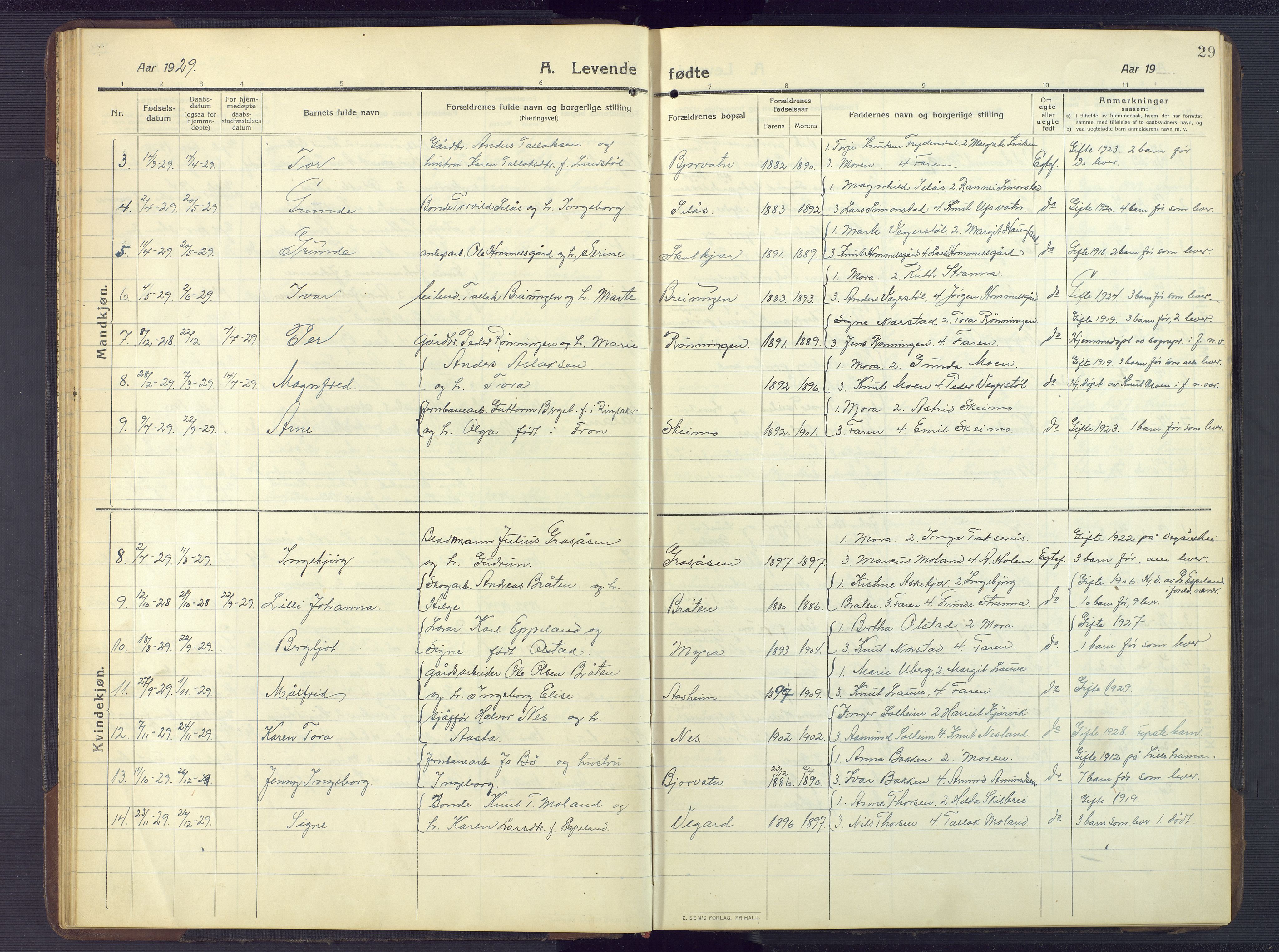 Gjerstad sokneprestkontor, AV/SAK-1111-0014/F/Fb/Fbb/L0005: Klokkerbok nr. B 5, 1911-1949, s. 29