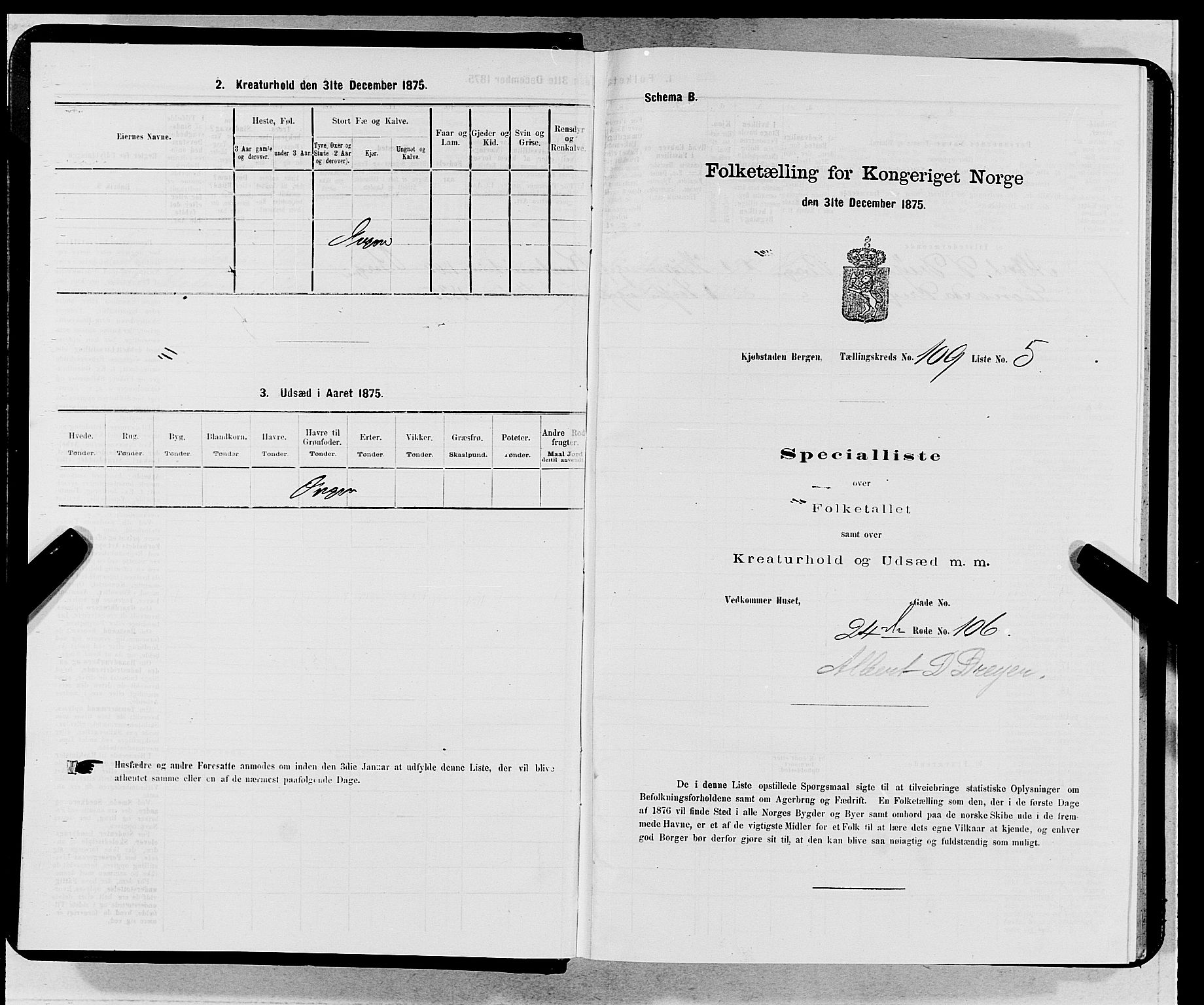 SAB, Folketelling 1875 for 1301 Bergen kjøpstad, 1875, s. 5926