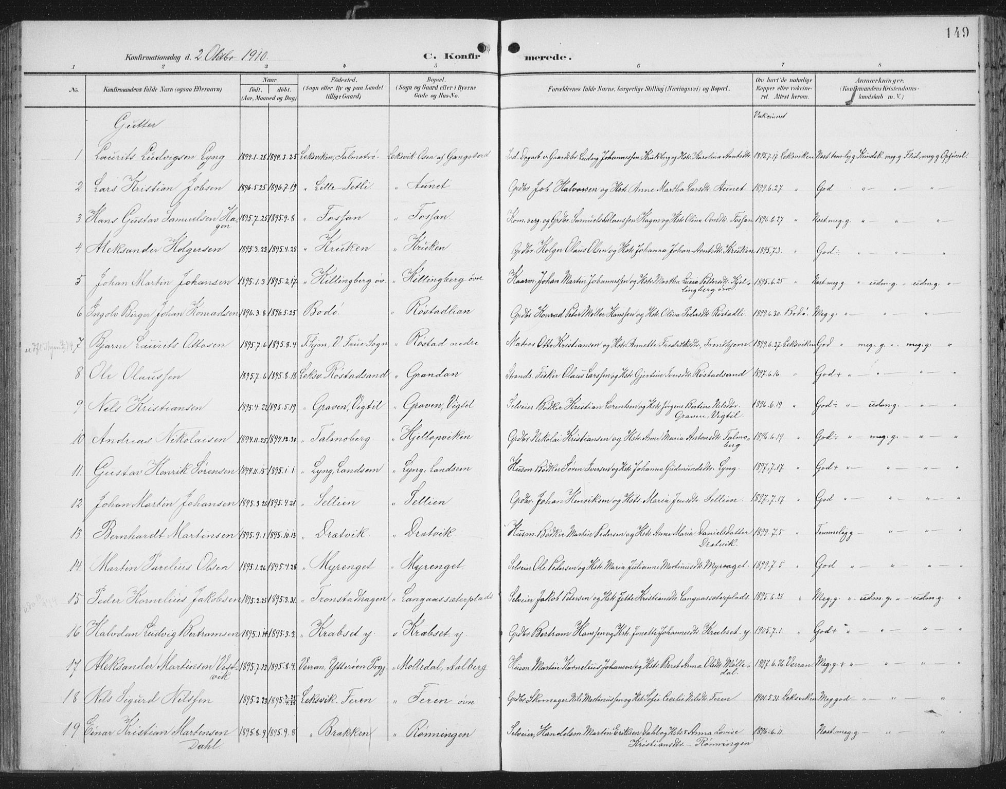 Ministerialprotokoller, klokkerbøker og fødselsregistre - Nord-Trøndelag, AV/SAT-A-1458/701/L0011: Ministerialbok nr. 701A11, 1899-1915, s. 149