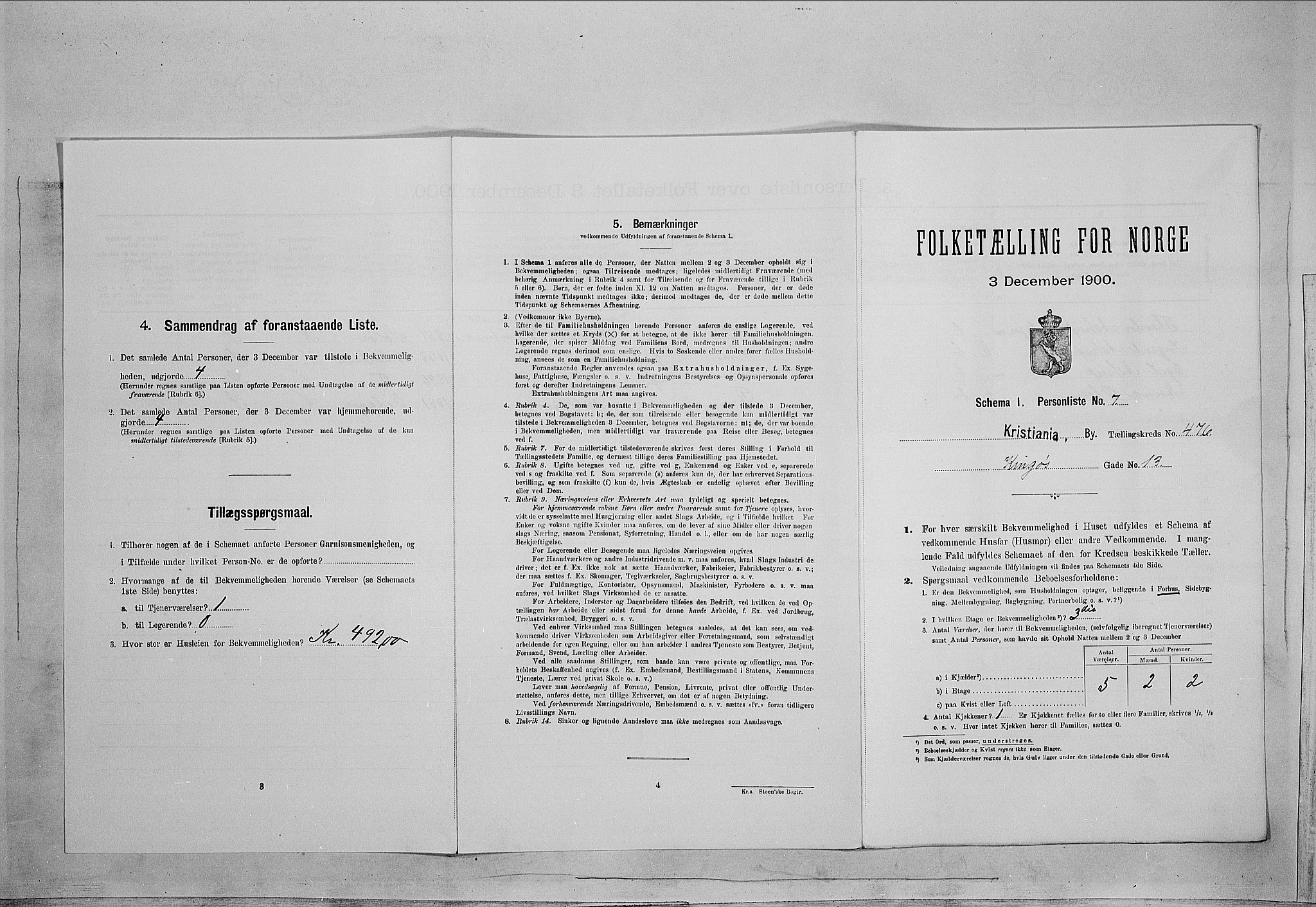 SAO, Folketelling 1900 for 0301 Kristiania kjøpstad, 1900, s. 45580