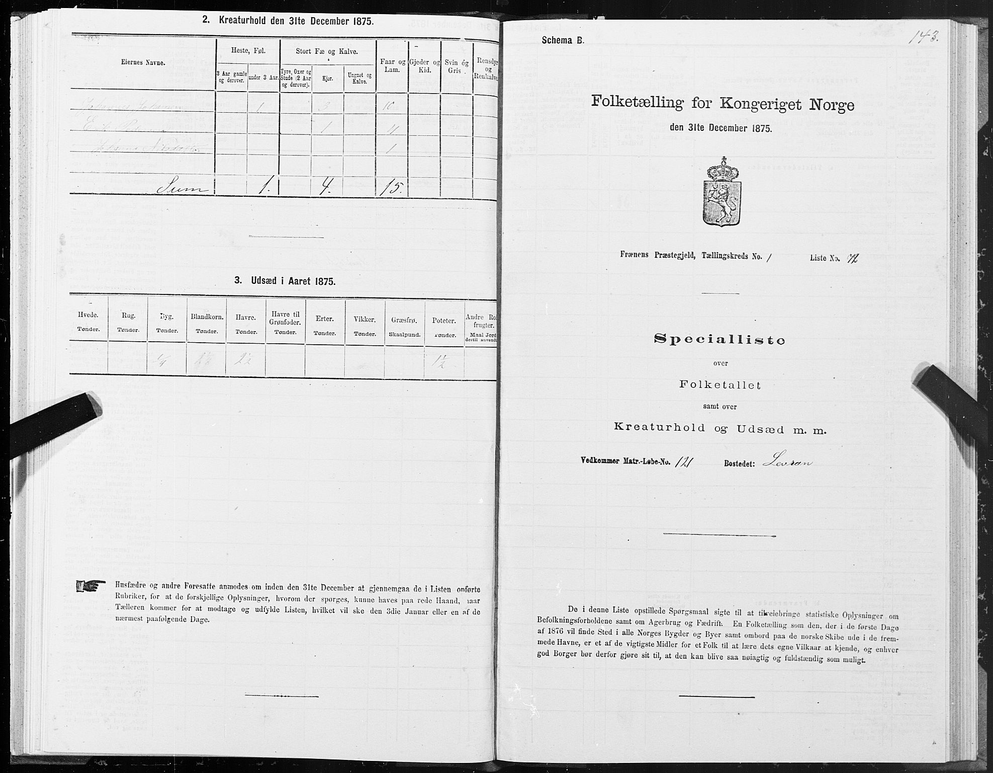 SAT, Folketelling 1875 for 1548P Fræna prestegjeld, 1875, s. 1143