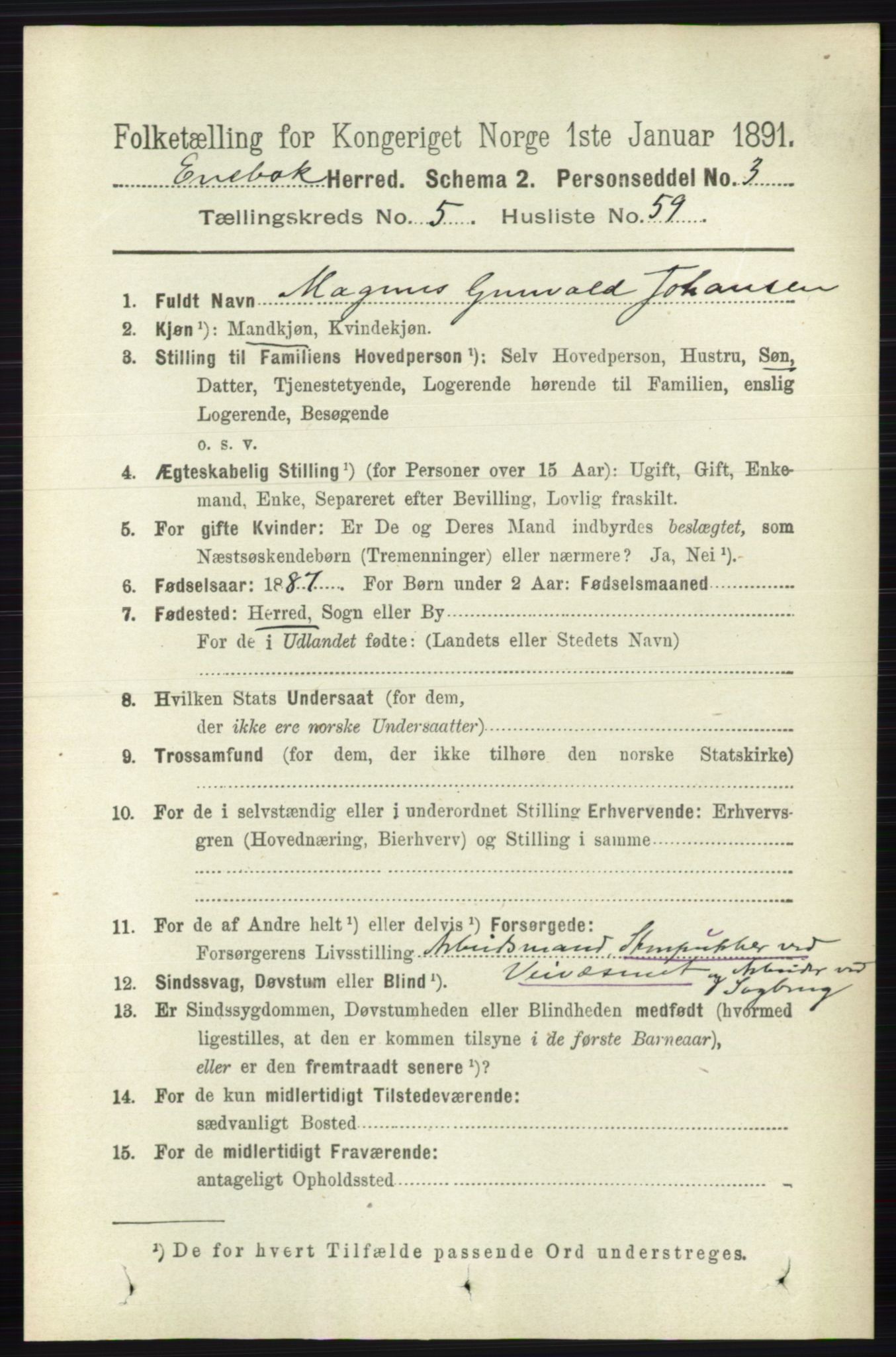 RA, Folketelling 1891 for 0229 Enebakk herred, 1891, s. 2349