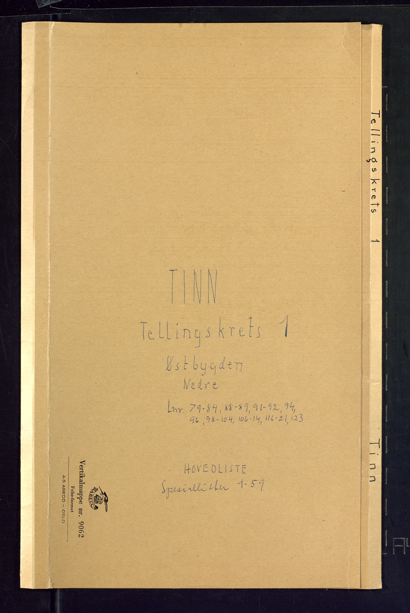 SAKO, Folketelling 1875 for 0826P Tinn prestegjeld, 1875, s. 1