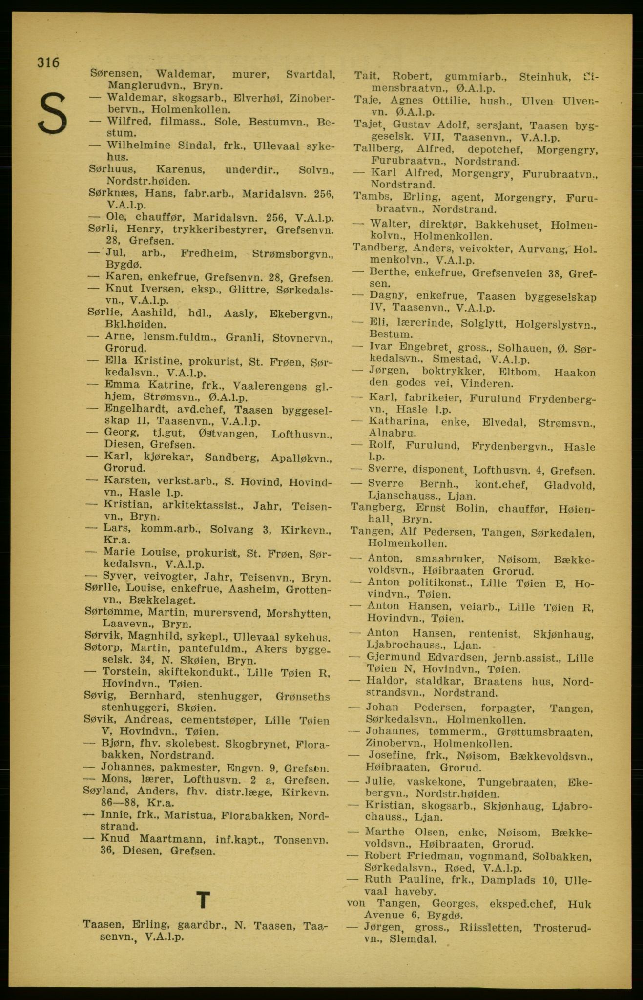 Aker adressebok/adressekalender, PUBL/001/A/003: Akers adressekalender, 1924-1925, s. 316