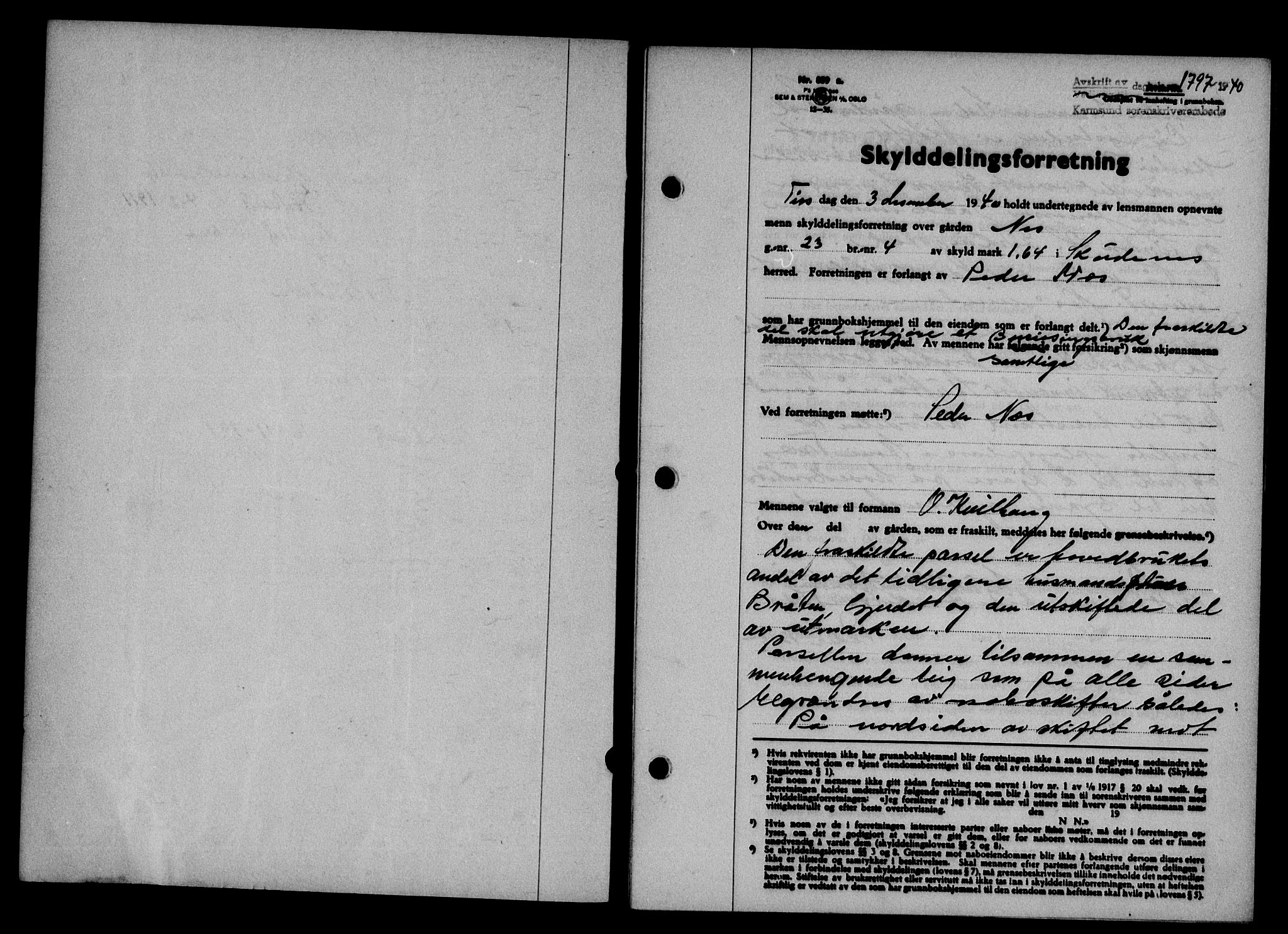 Karmsund sorenskriveri, SAST/A-100311/01/II/IIB/L0074: Pantebok nr. 55A, 1940-1941, Dagboknr: 1797/1940