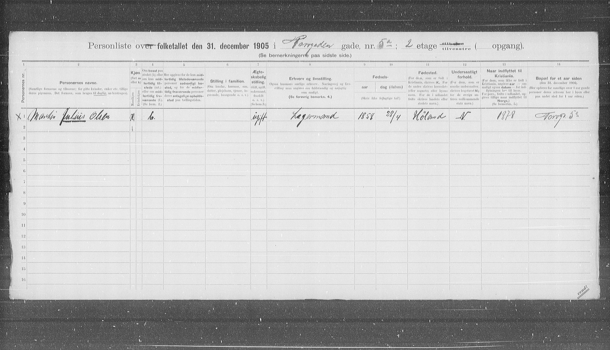 OBA, Kommunal folketelling 31.12.1905 for Kristiania kjøpstad, 1905, s. 60236