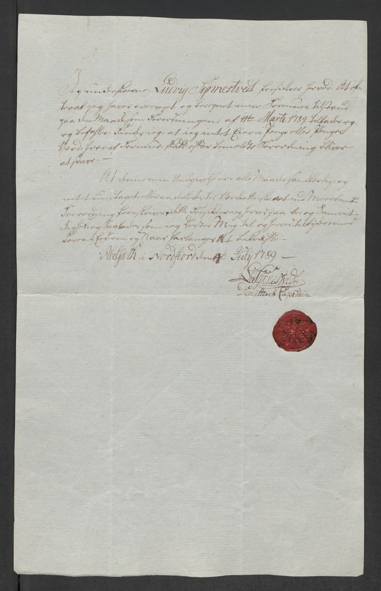 Rentekammeret inntil 1814, Reviderte regnskaper, Mindre regnskaper, AV/RA-EA-4068/Rf/Rfe/L0048: Sunnfjord og Nordfjord fogderier, 1789, s. 61