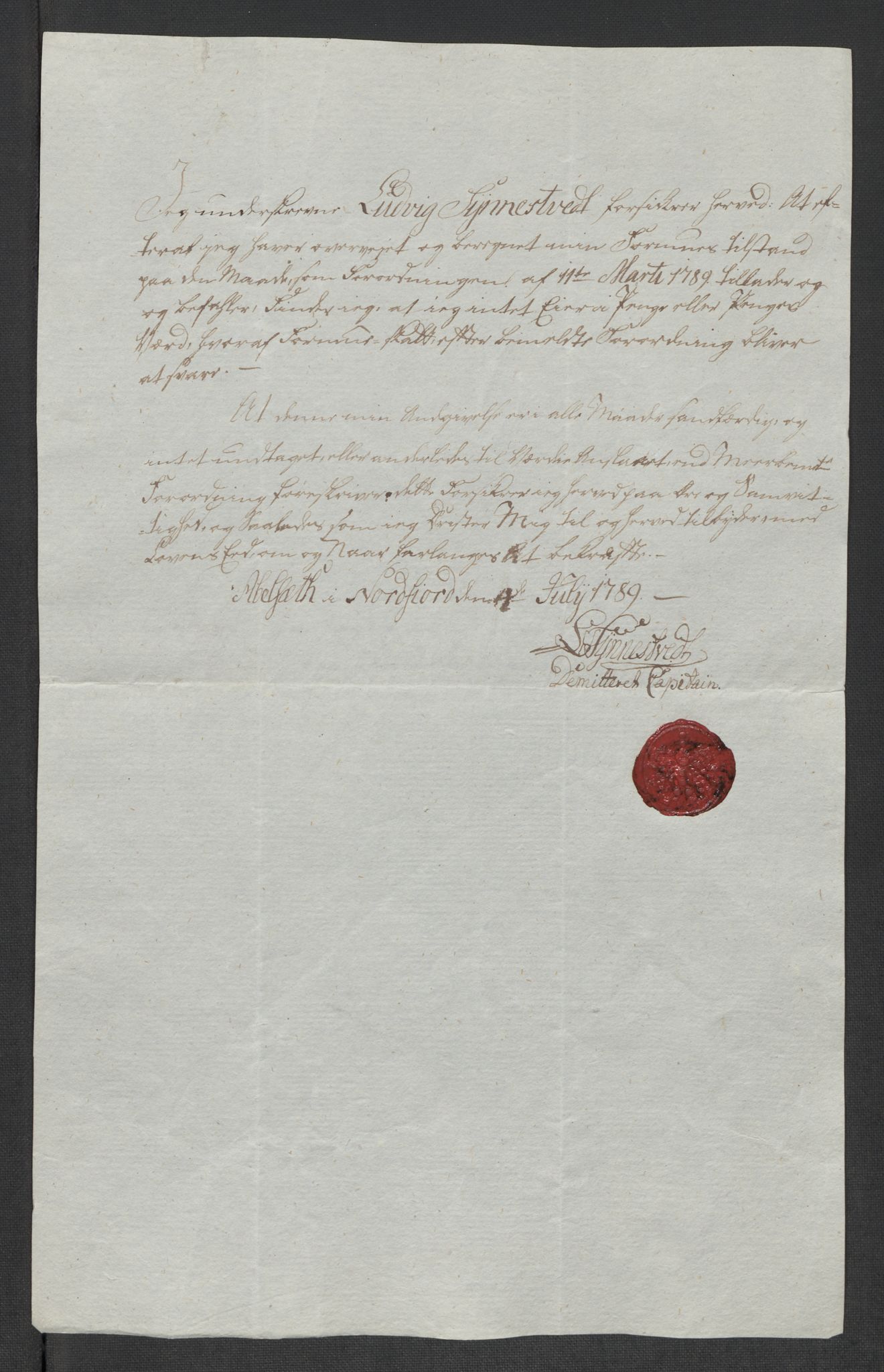 Rentekammeret inntil 1814, Reviderte regnskaper, Mindre regnskaper, RA/EA-4068/Rf/Rfe/L0048: Sunnfjord og Nordfjord fogderier, 1789, s. 61