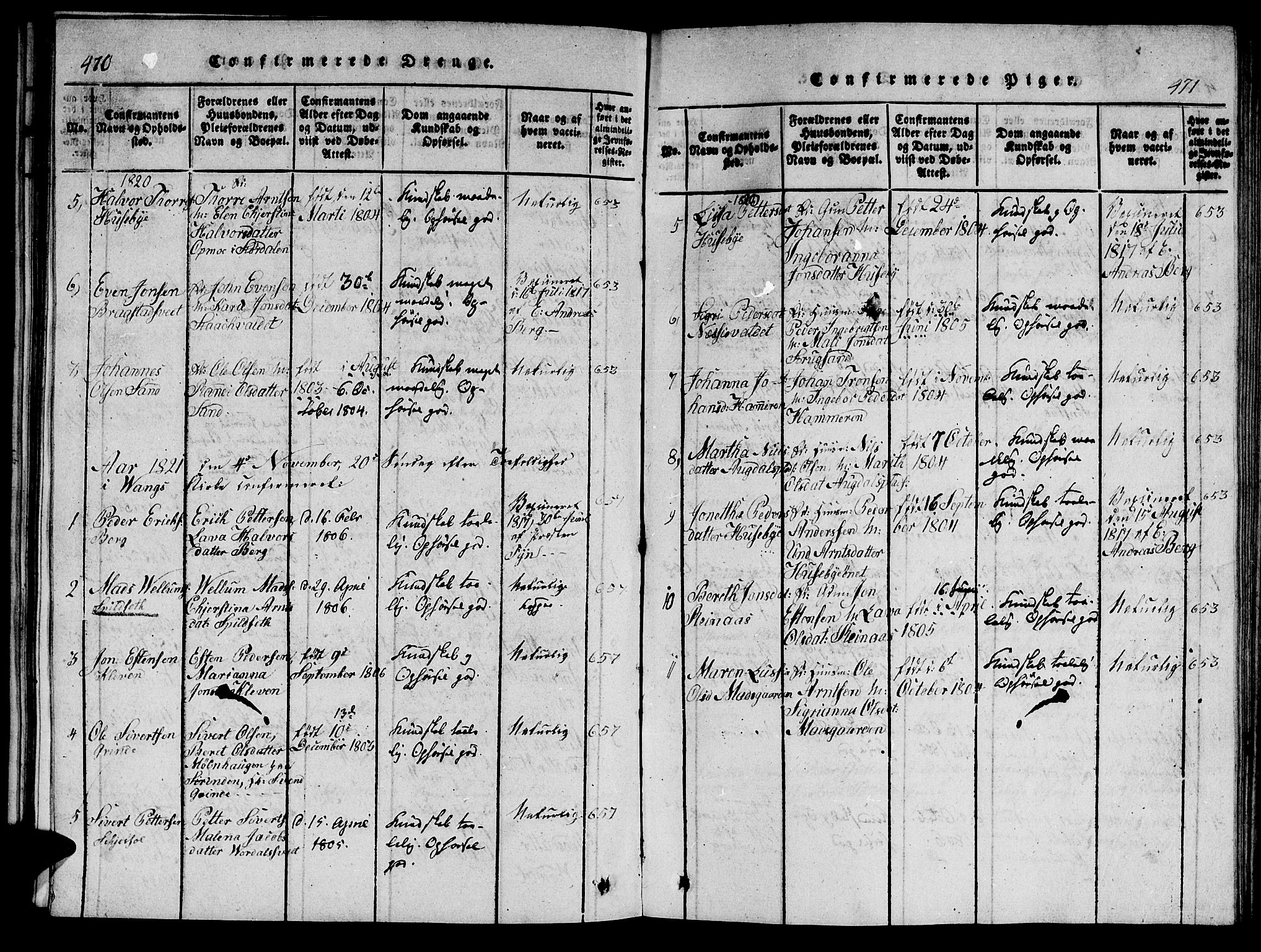 Ministerialprotokoller, klokkerbøker og fødselsregistre - Nord-Trøndelag, SAT/A-1458/714/L0132: Klokkerbok nr. 714C01, 1817-1824, s. 470-471