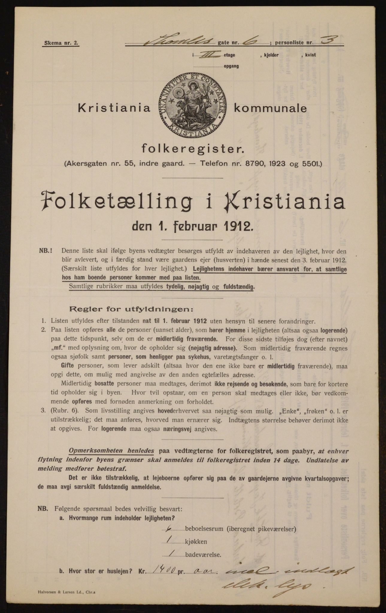 OBA, Kommunal folketelling 1.2.1912 for Kristiania, 1912, s. 109238