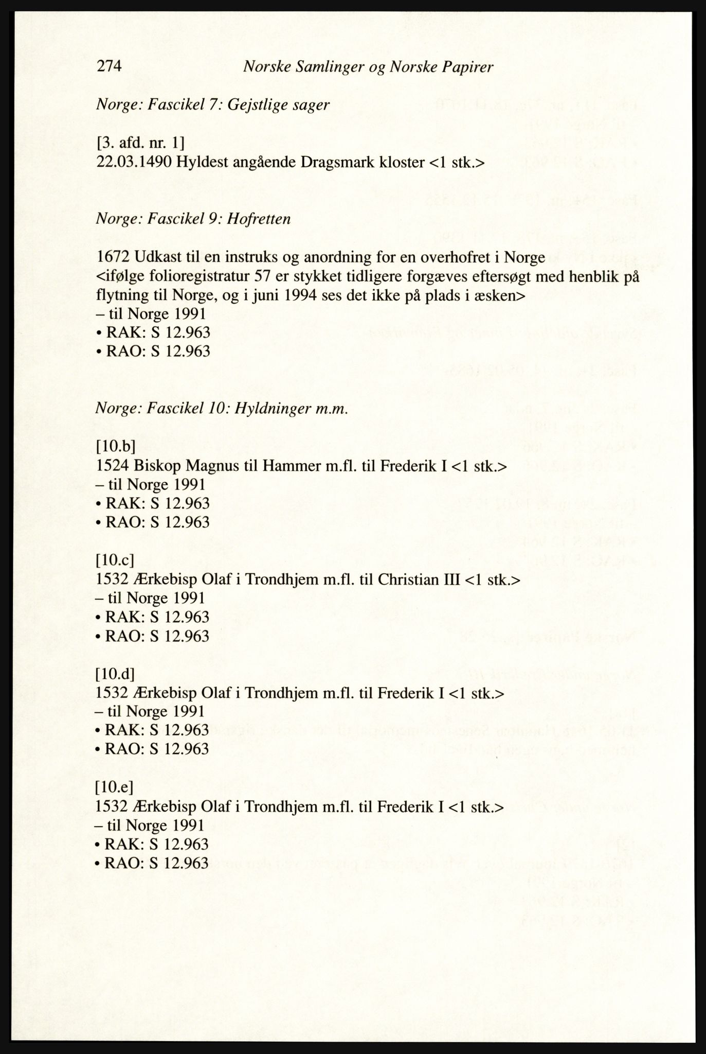 Publikasjoner utgitt av Arkivverket, PUBL/PUBL-001/A/0002: Erik Gøbel: NOREG, Tværregistratur over norgesrelevant materiale i Rigsarkivet i København (2000), 2000, s. 276