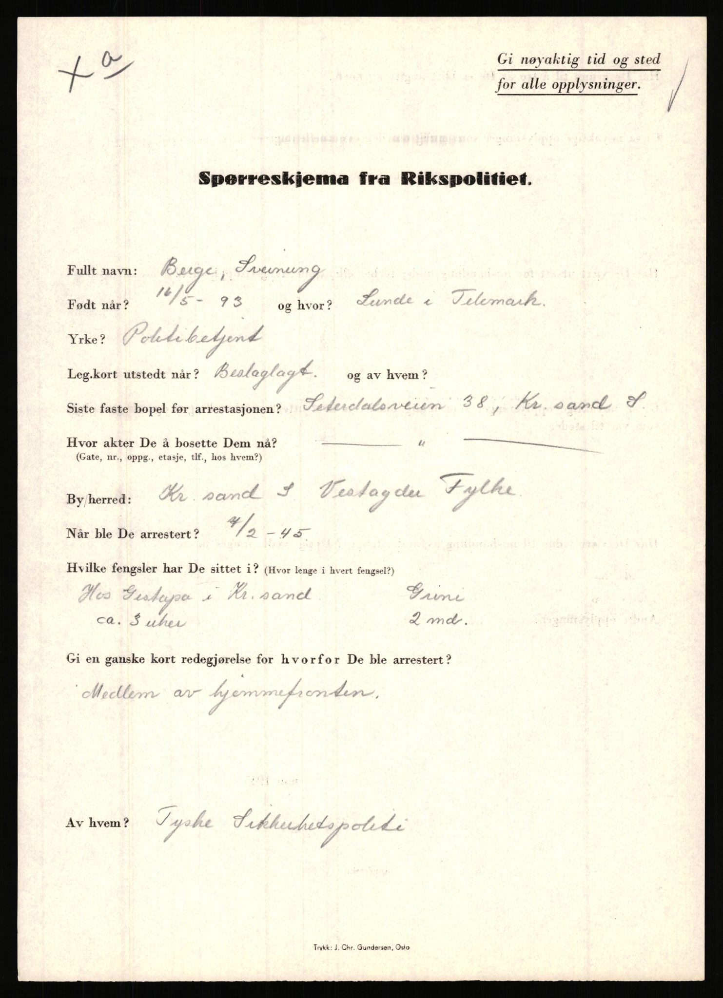 Rikspolitisjefen, AV/RA-S-1560/L/L0002: Berg, Alf - Bråthen, Thorleif, 1940-1945, s. 165