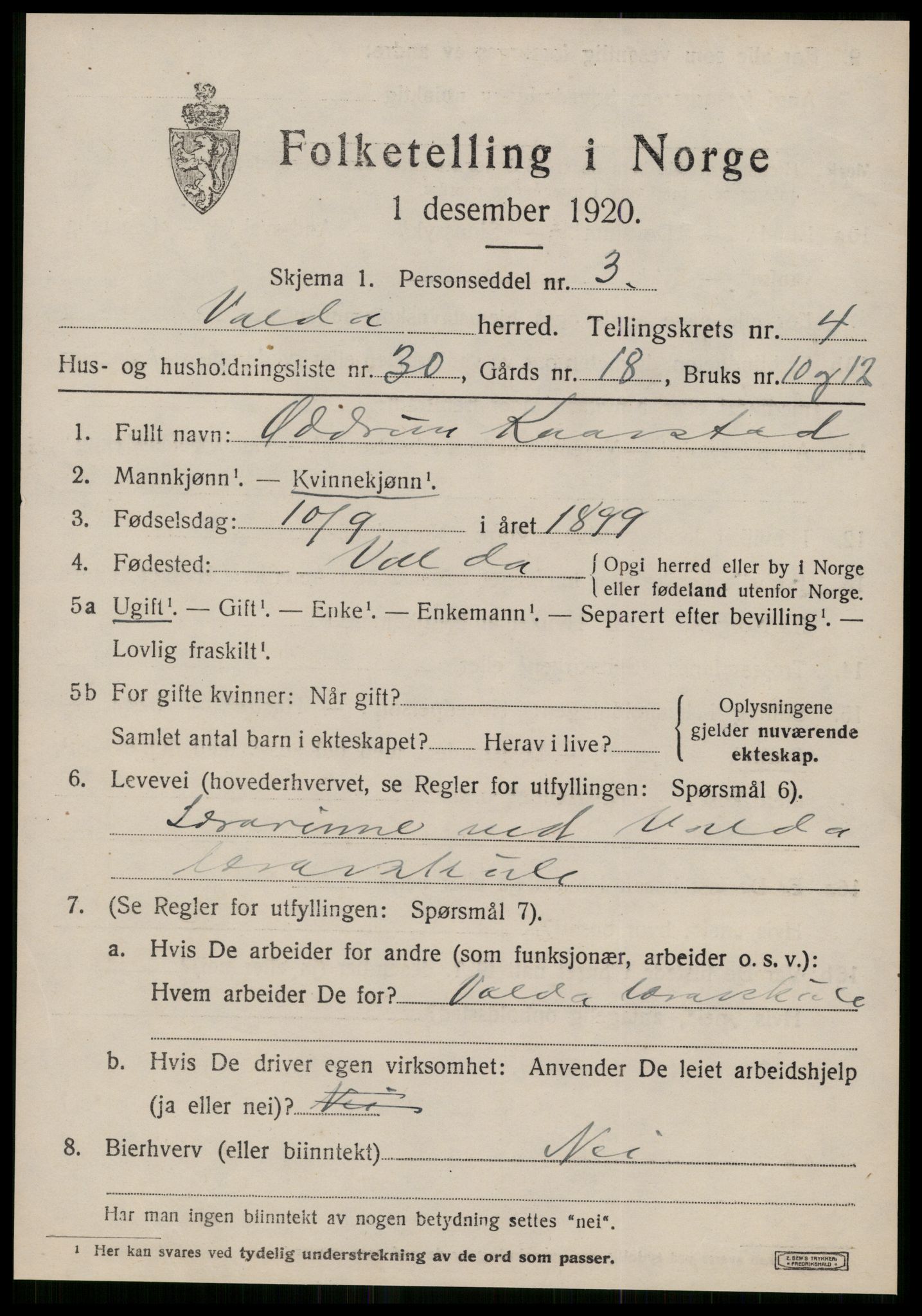 SAT, Folketelling 1920 for 1519 Volda herred, 1920, s. 3464