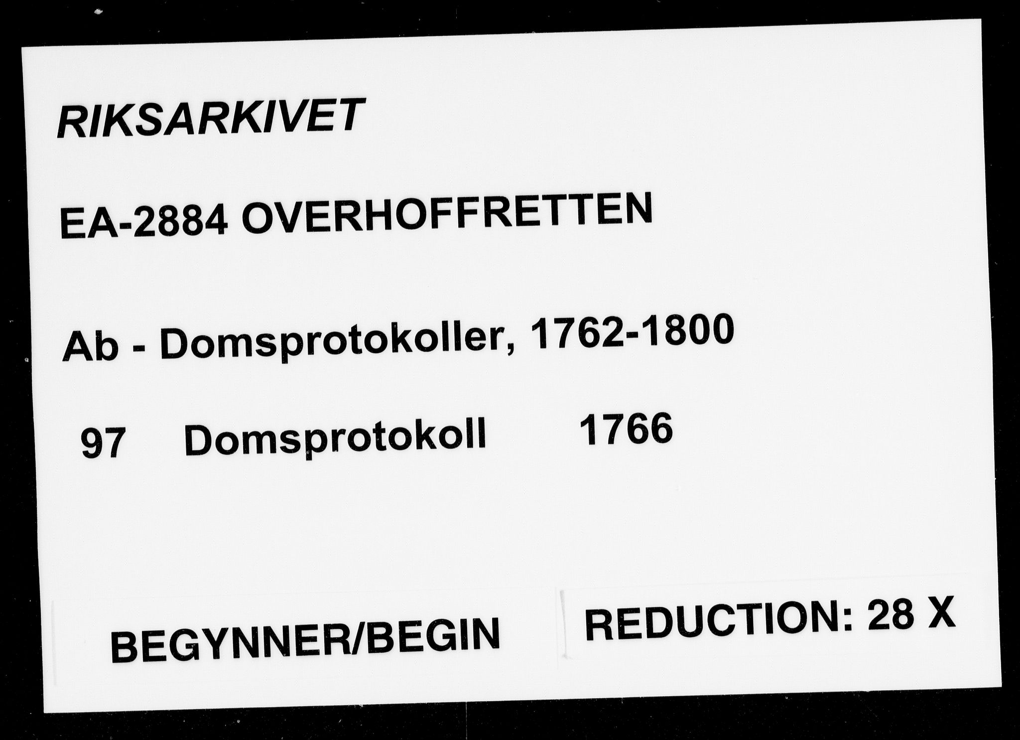 Overhoffretten 1667-1797, AV/RA-EA-2884/Ab/L0097: Domsprotokoll, 1766