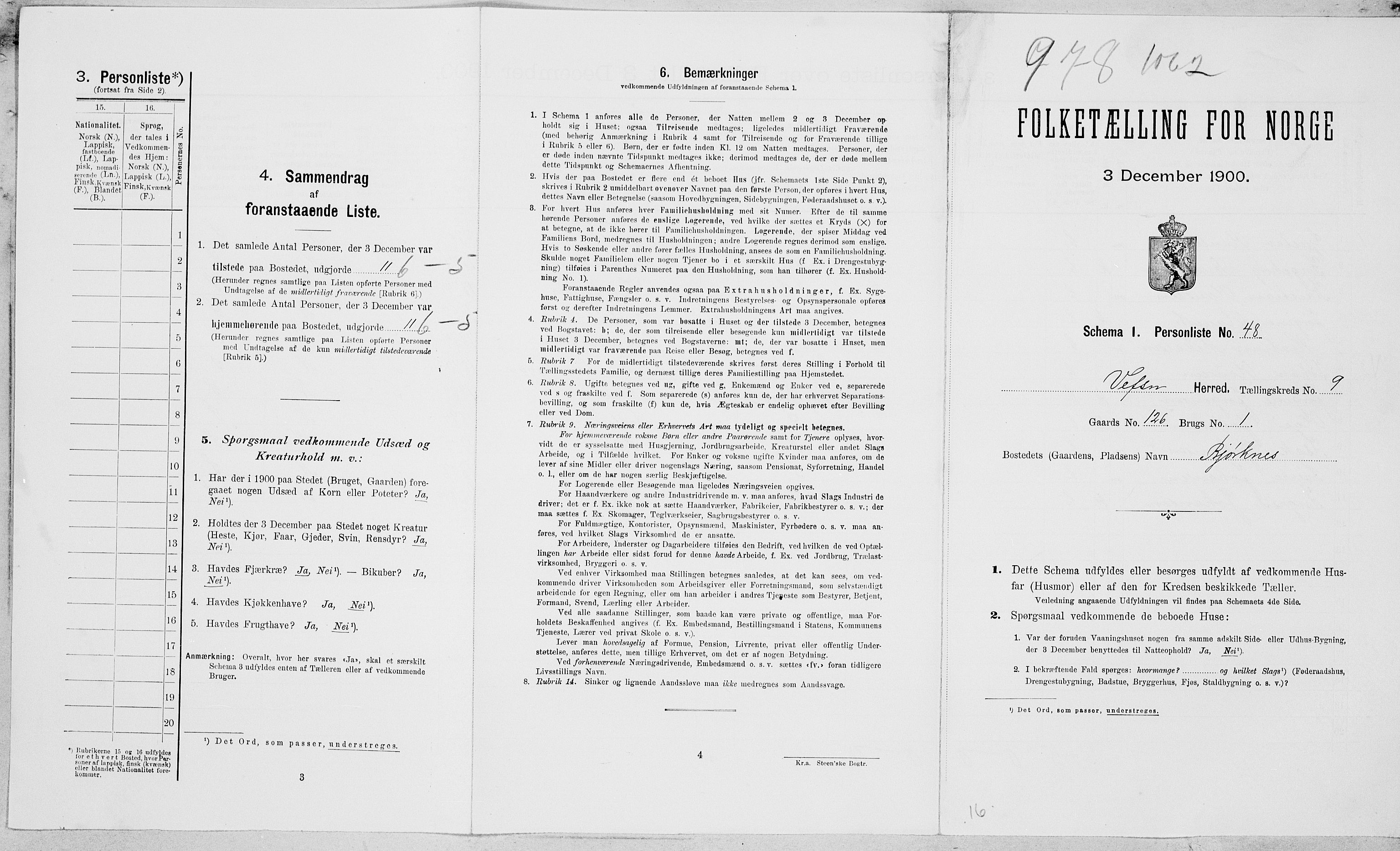SAT, Folketelling 1900 for 1824 Vefsn herred, 1900, s. 851