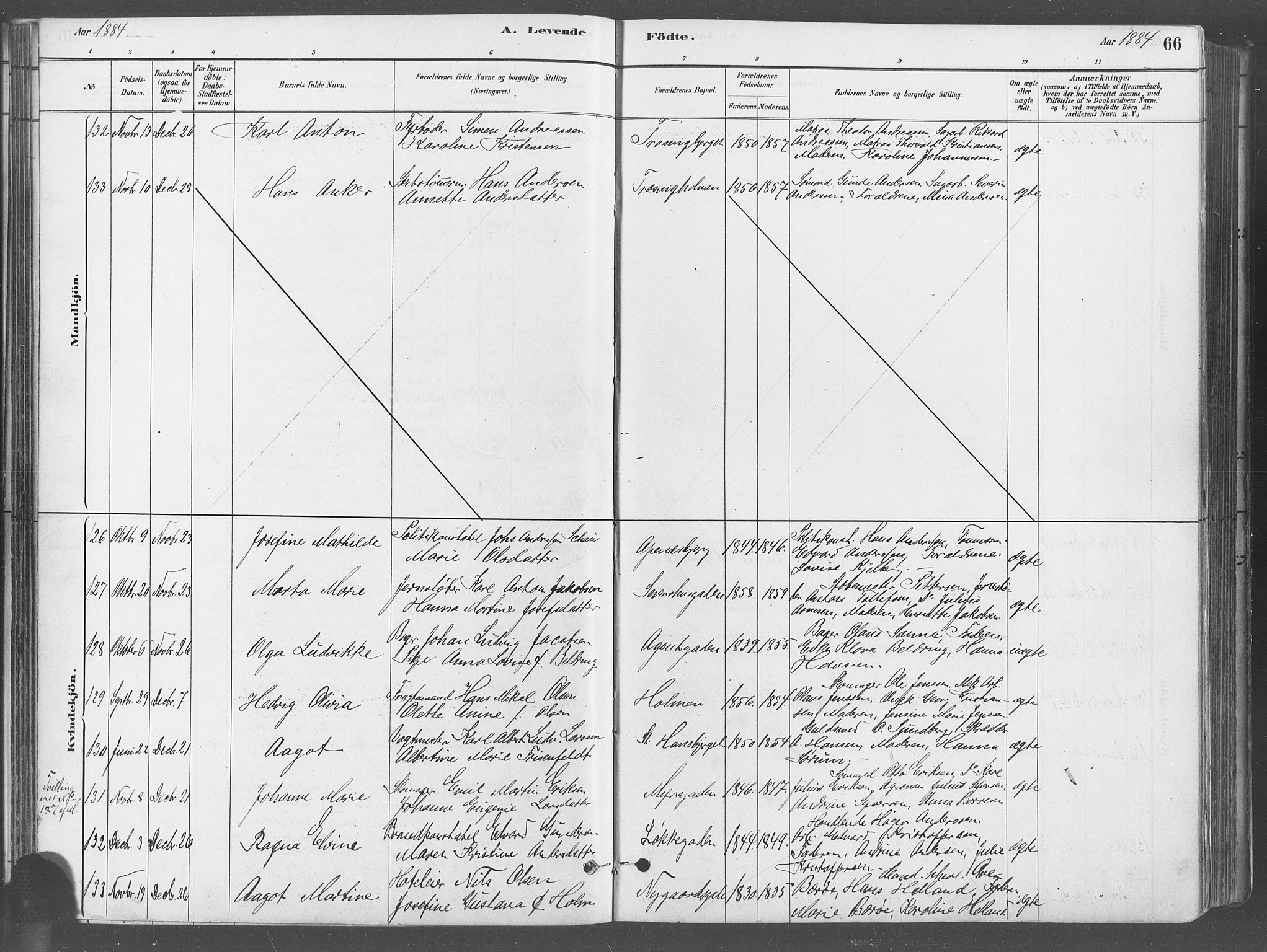 Fredrikstad domkirkes prestekontor Kirkebøker, AV/SAO-A-10906/G/Ga/L0003: Klokkerbok nr. 3, 1880-1900, s. 66