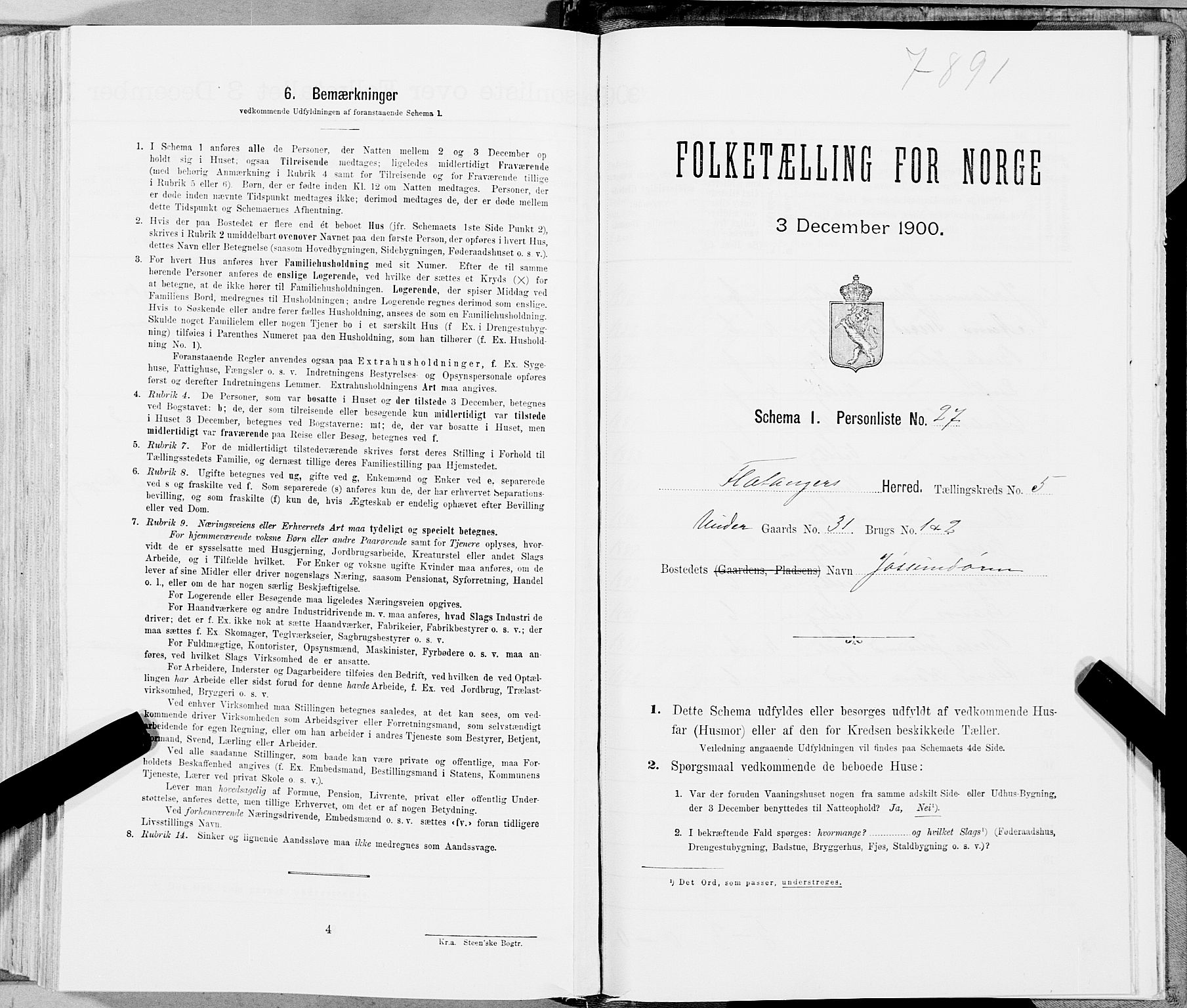 SAT, Folketelling 1900 for 1749 Flatanger herred, 1900, s. 771