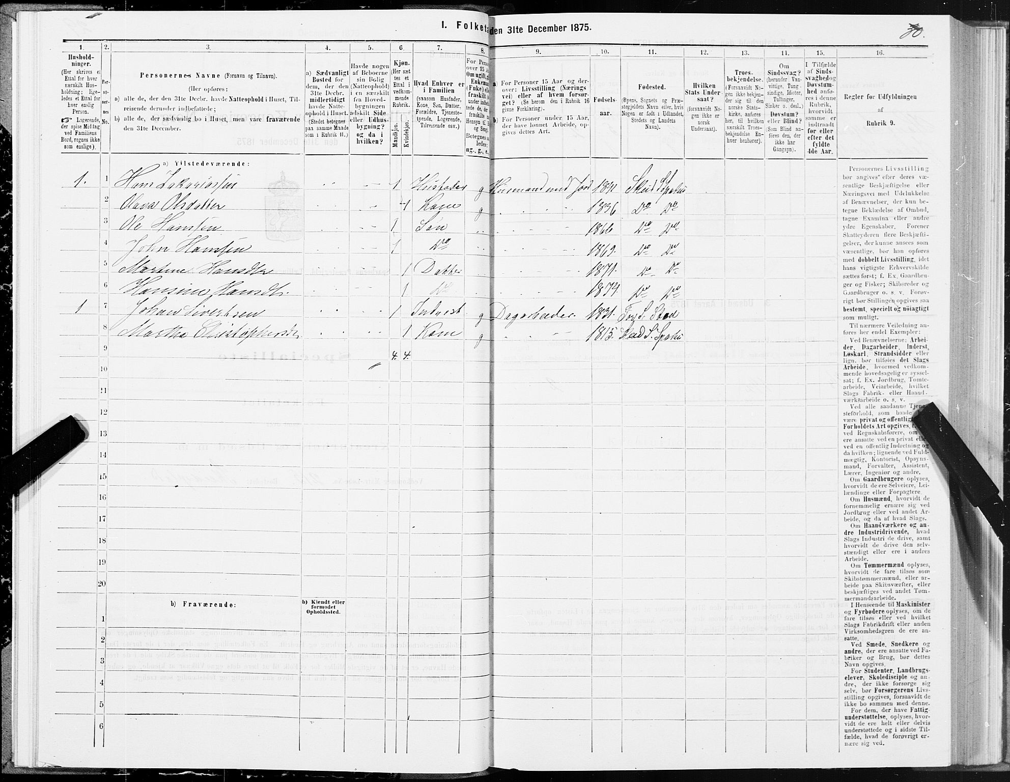 SAT, Folketelling 1875 for 1731P Sparbu prestegjeld, 1875, s. 5030