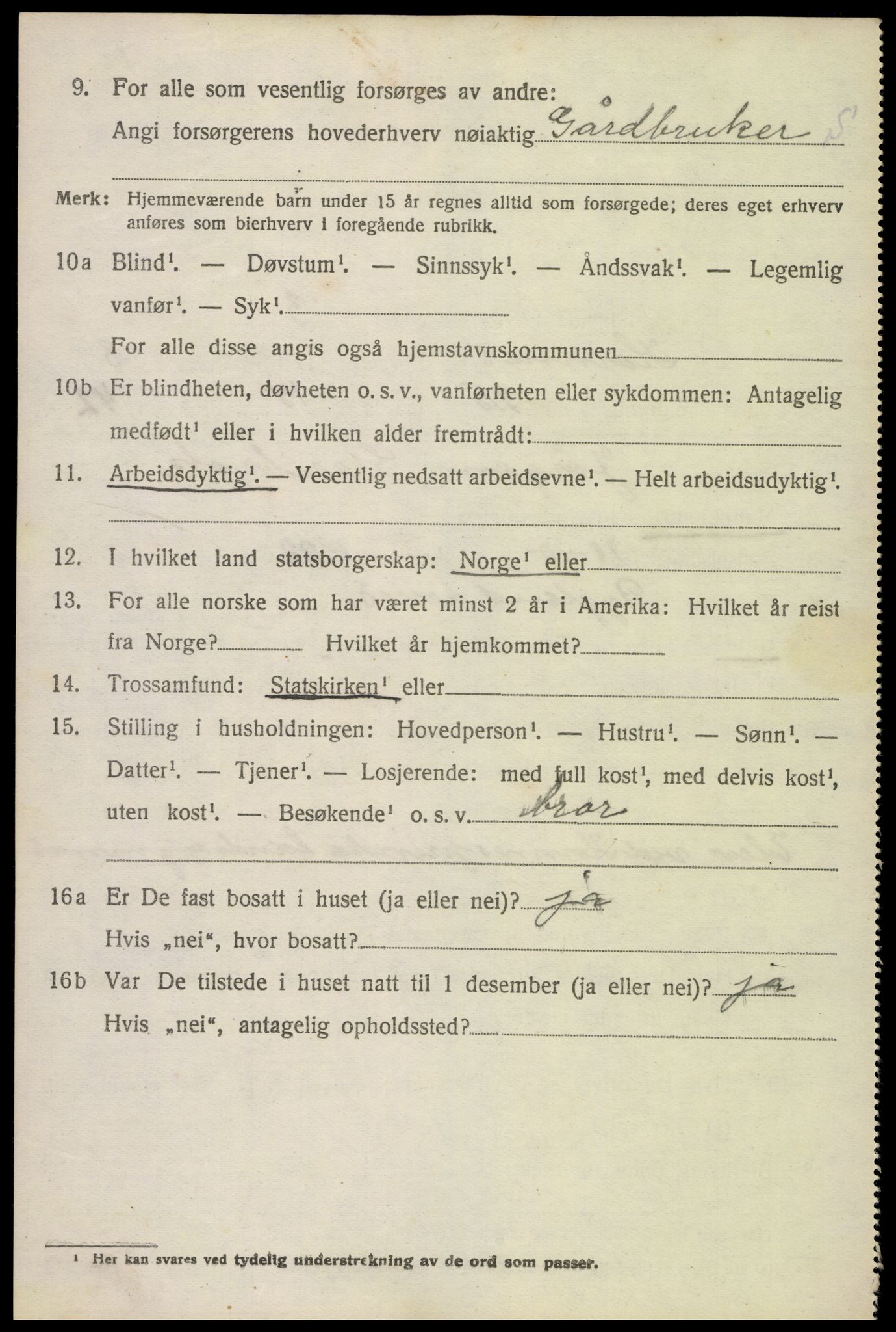 SAK, Folketelling 1920 for 0936 Hornnes herred, 1920, s. 2182