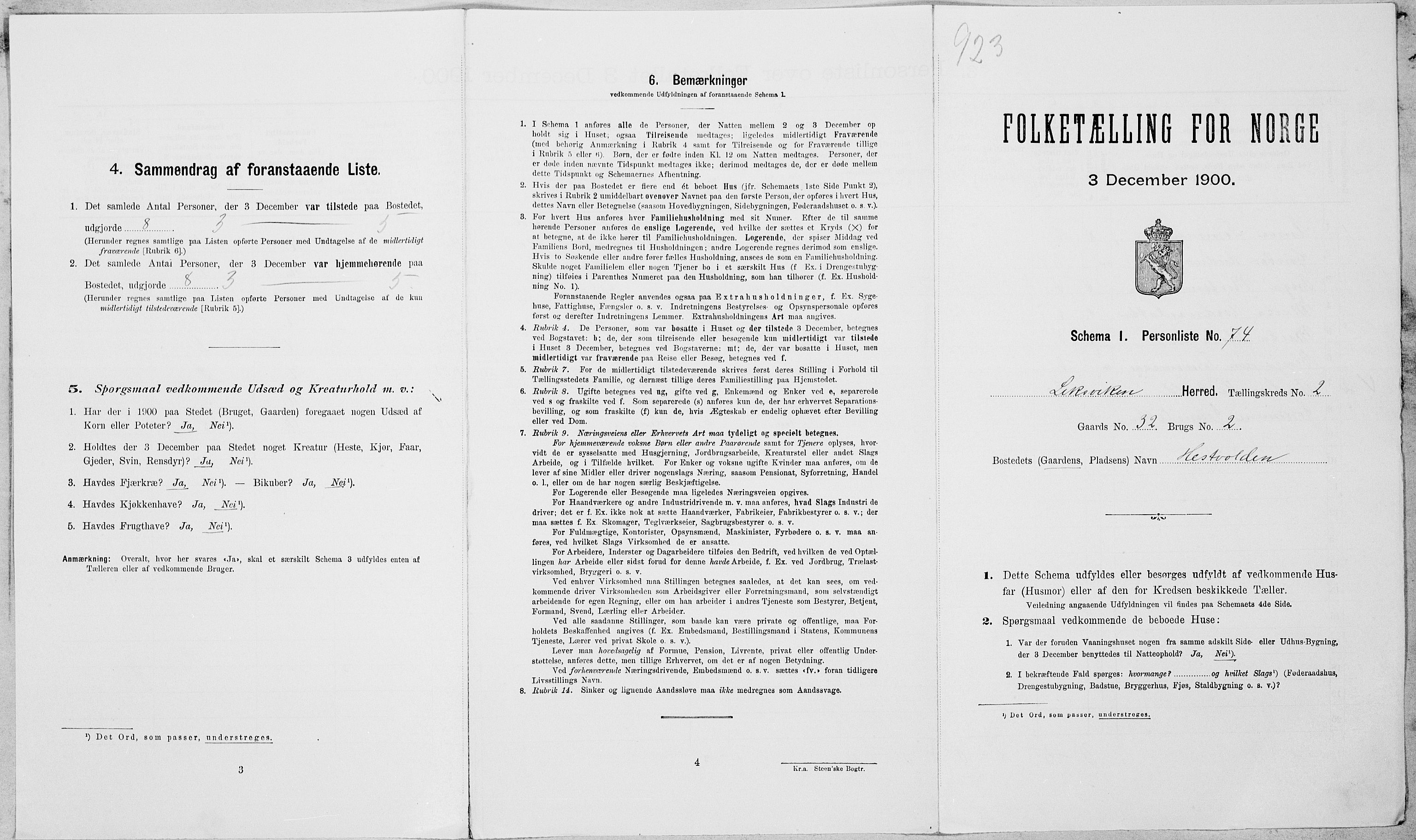 SAT, Folketelling 1900 for 1718 Leksvik herred, 1900, s. 304