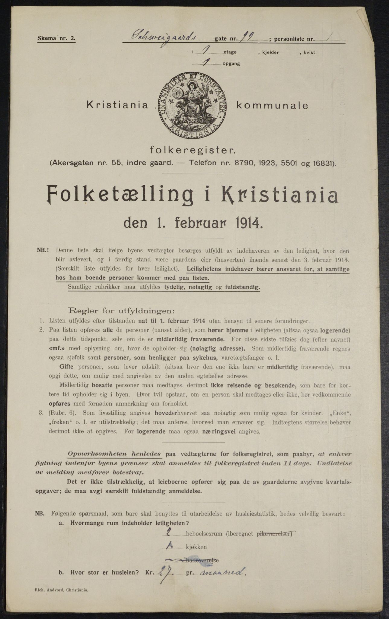 OBA, Kommunal folketelling 1.2.1914 for Kristiania, 1914, s. 92470