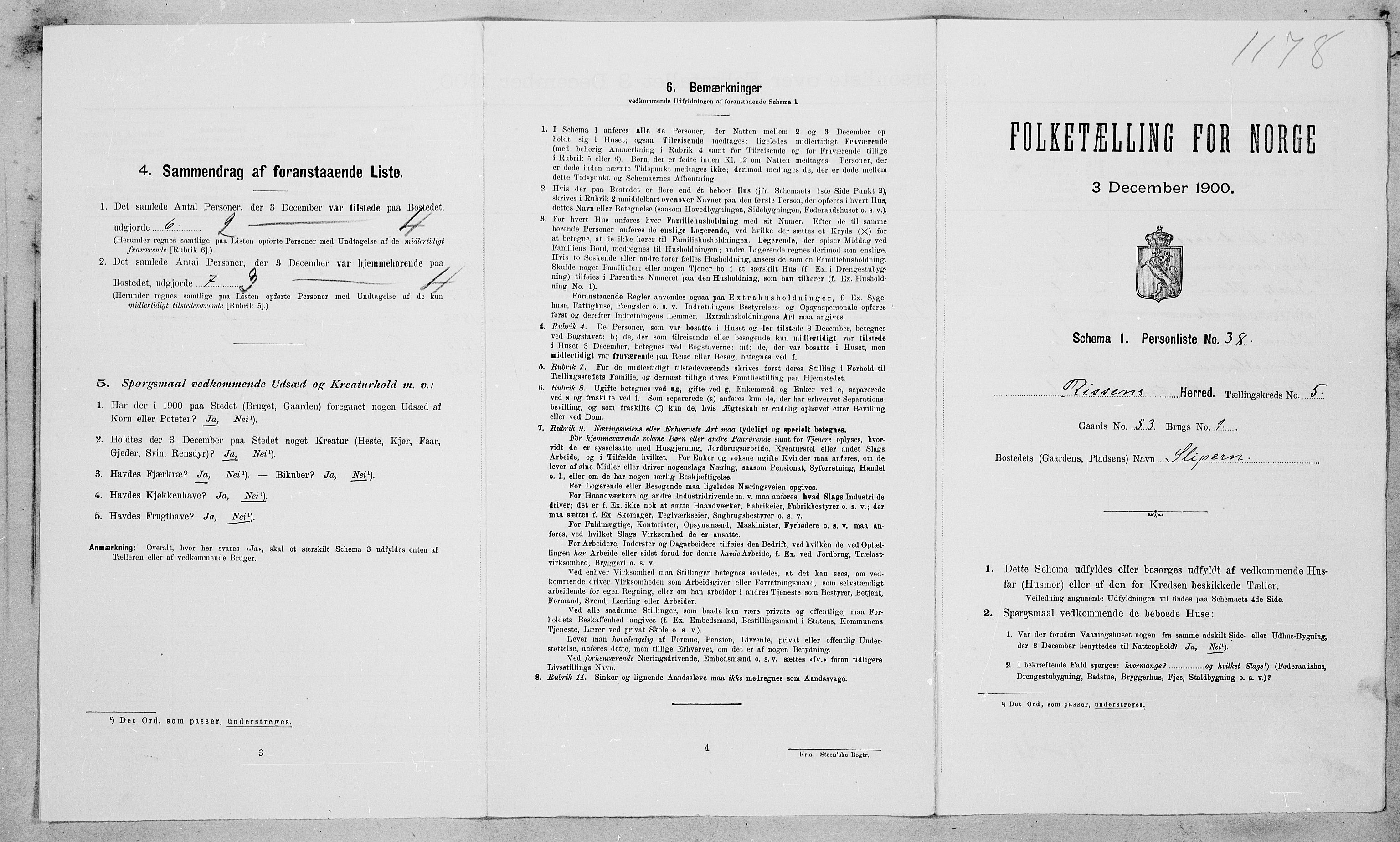 SAT, Folketelling 1900 for 1624 Rissa herred, 1900, s. 645