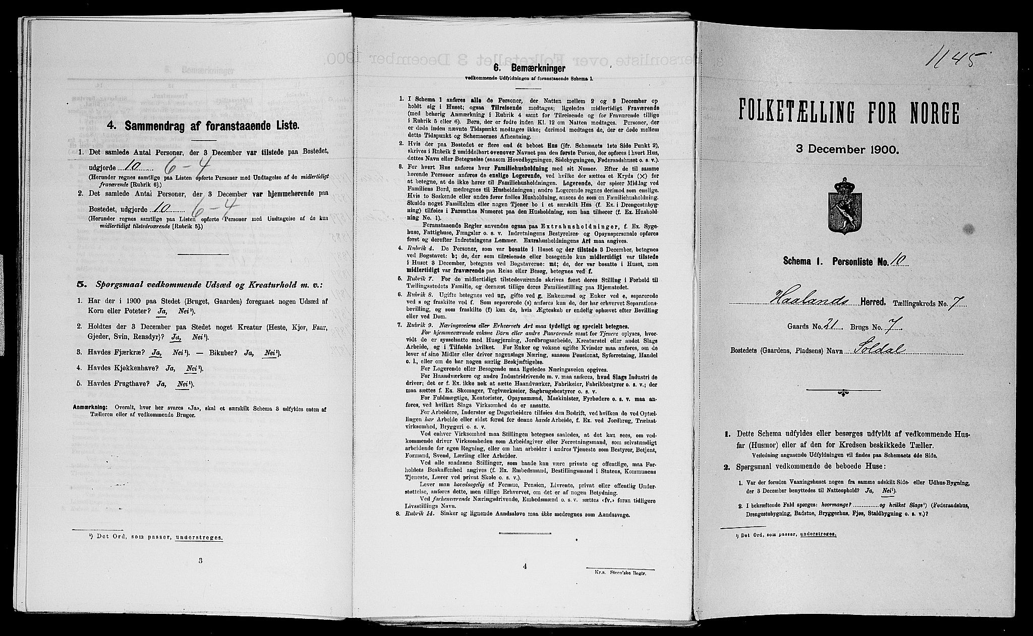 SAST, Folketelling 1900 for 1124 Haaland herred, 1900, s. 1075