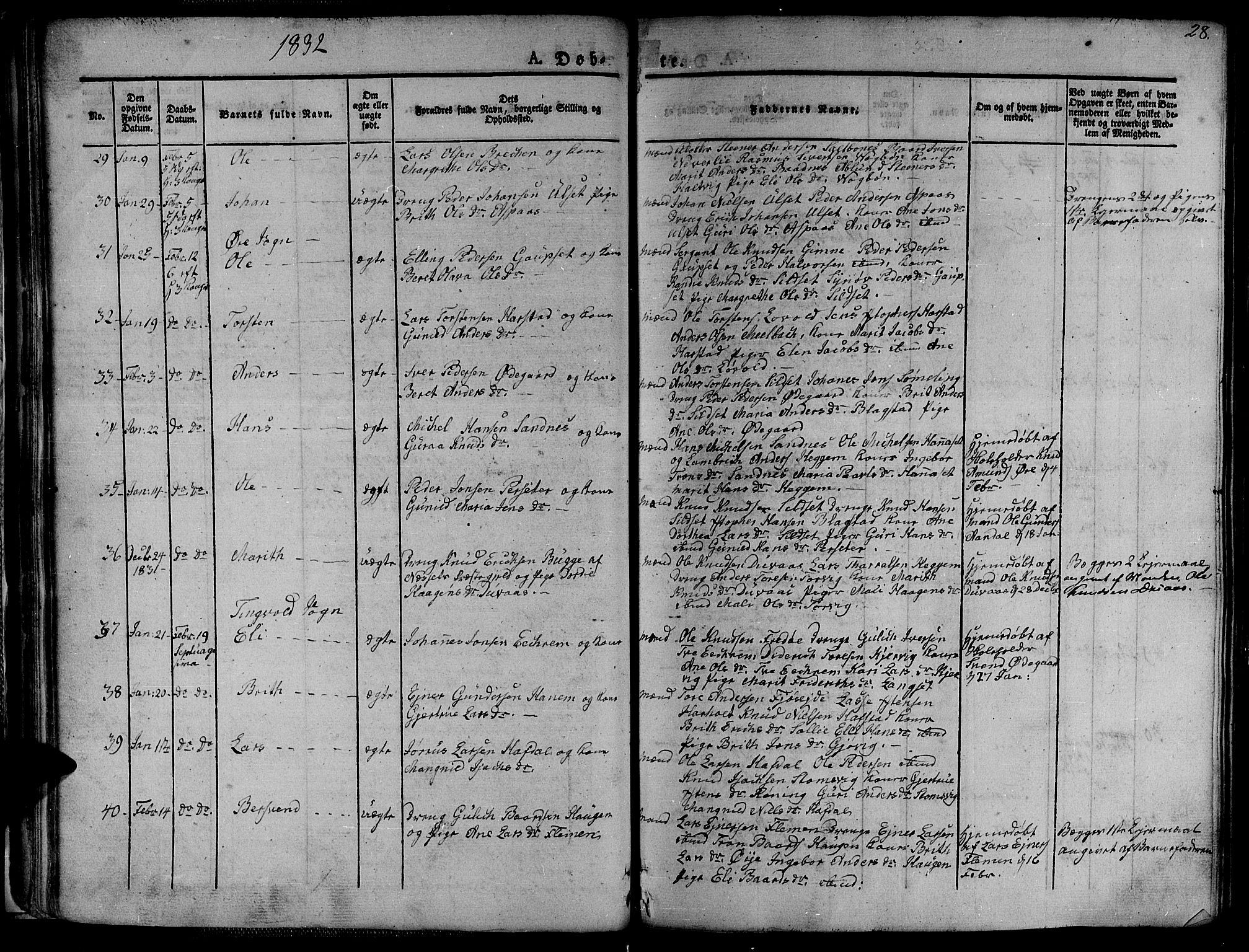 Ministerialprotokoller, klokkerbøker og fødselsregistre - Møre og Romsdal, SAT/A-1454/586/L0983: Ministerialbok nr. 586A09, 1829-1843, s. 28