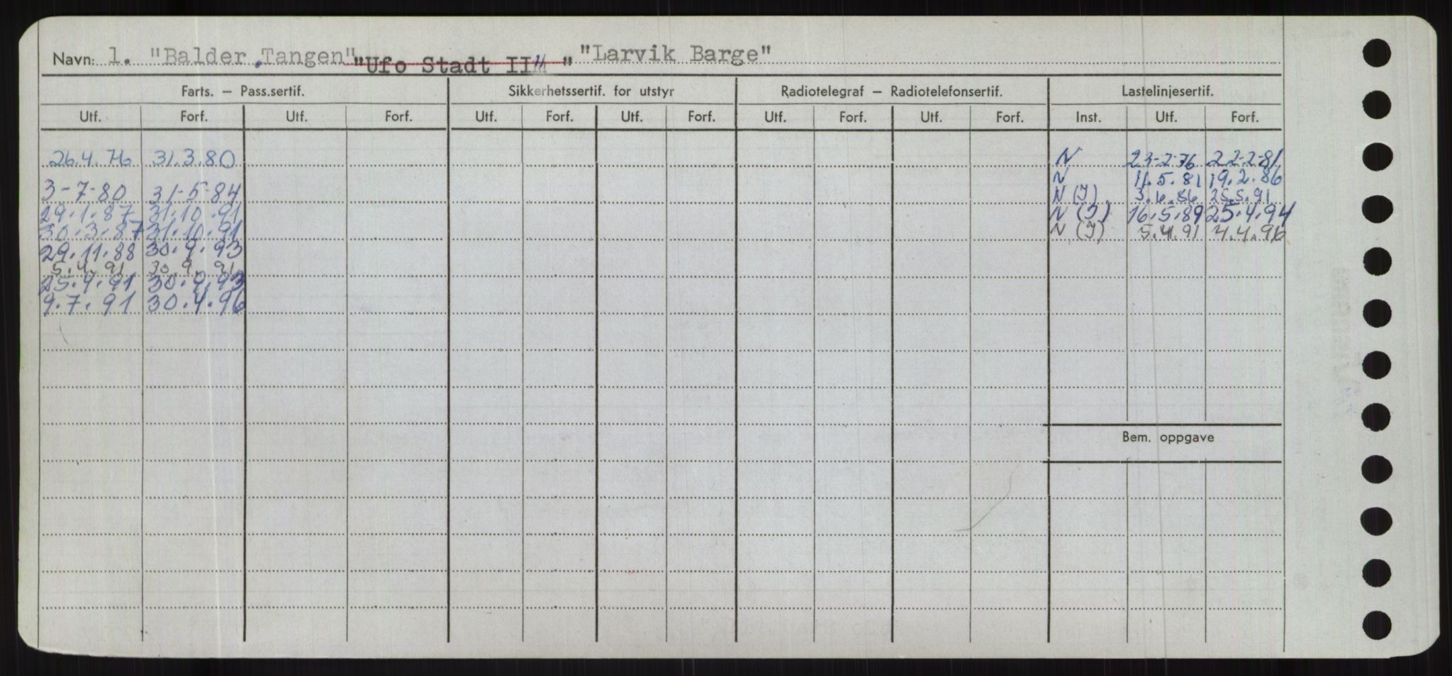 Sjøfartsdirektoratet med forløpere, Skipsmålingen, RA/S-1627/H/Hc/L0001: Lektere, A-Y, s. 280