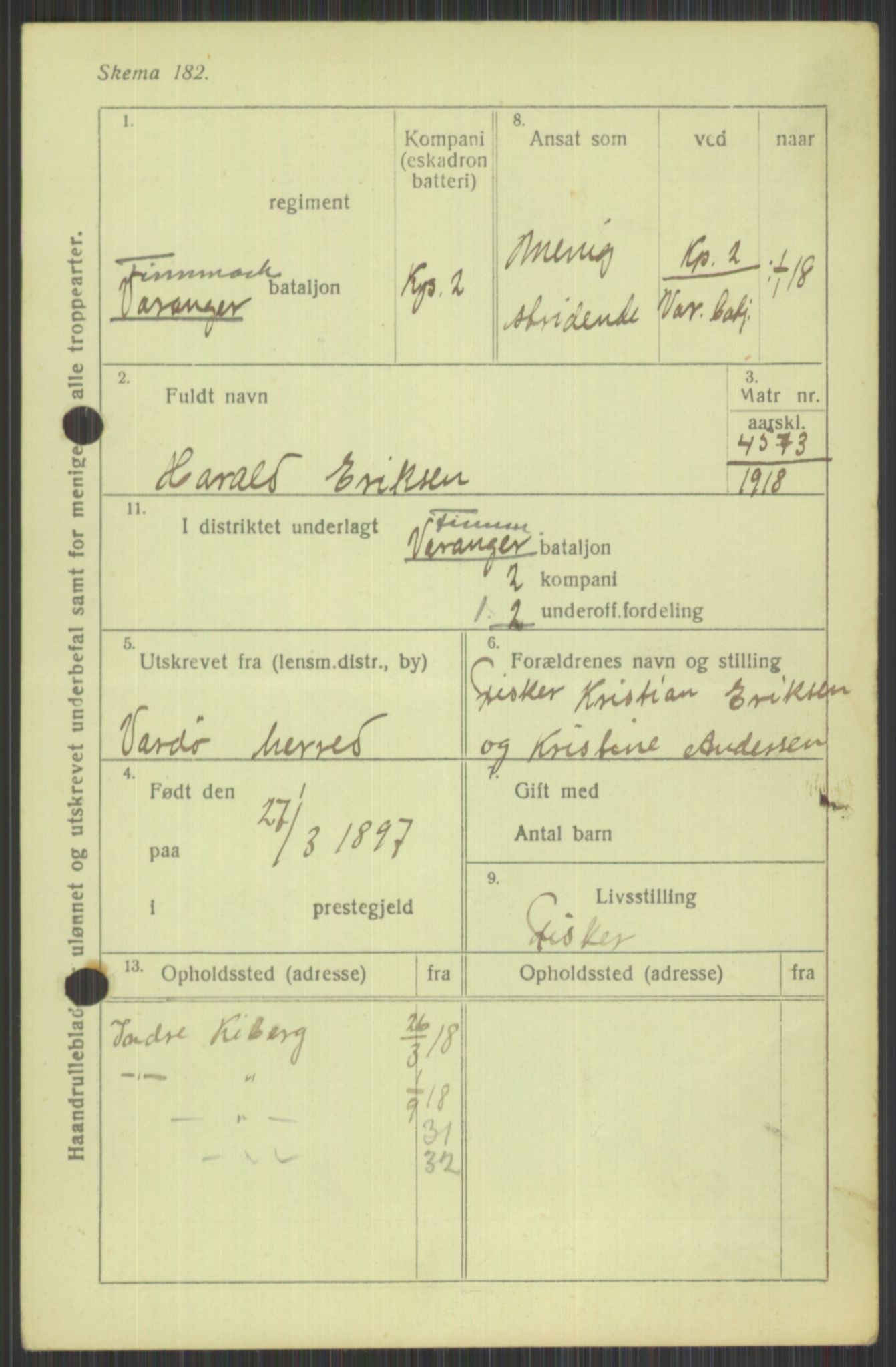 Forsvaret, Varanger bataljon, AV/RA-RAFA-2258/1/D/L0440: Rulleblad for fødte 1892-1912, 1892-1912, s. 193